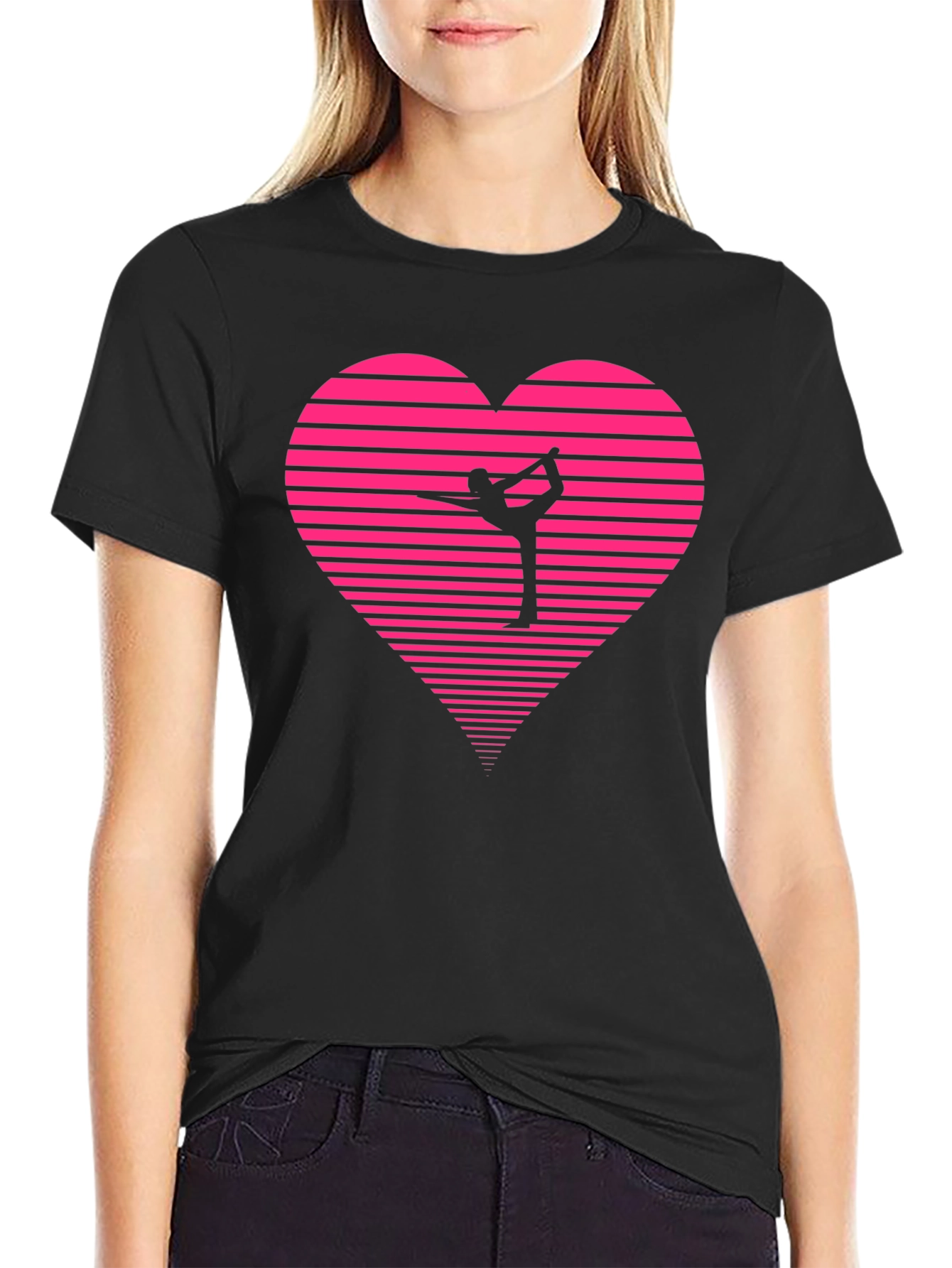Gymnast Heart Graphic Tee - Black