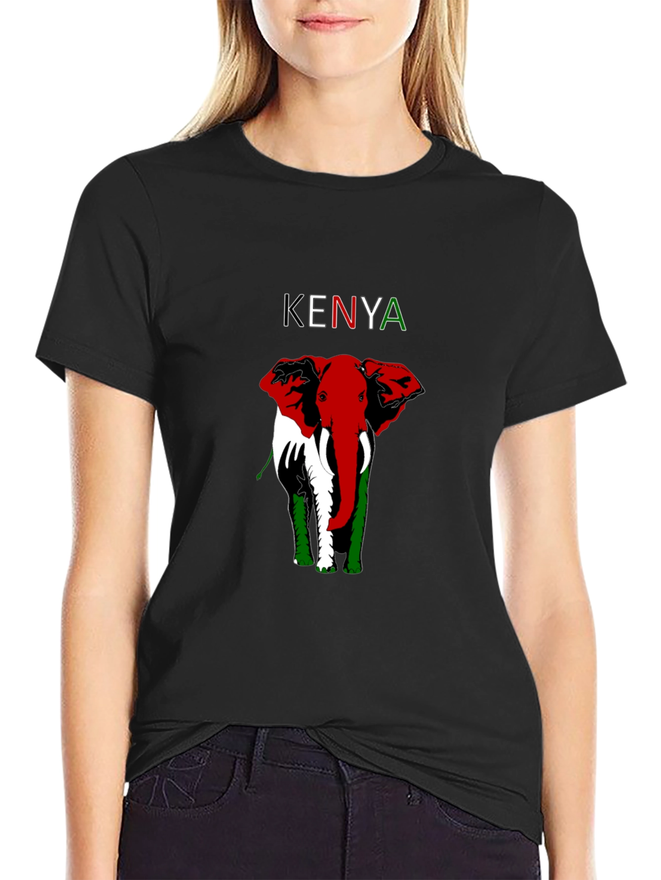 Kenya Elephant T-Shirt - Patriotic Design