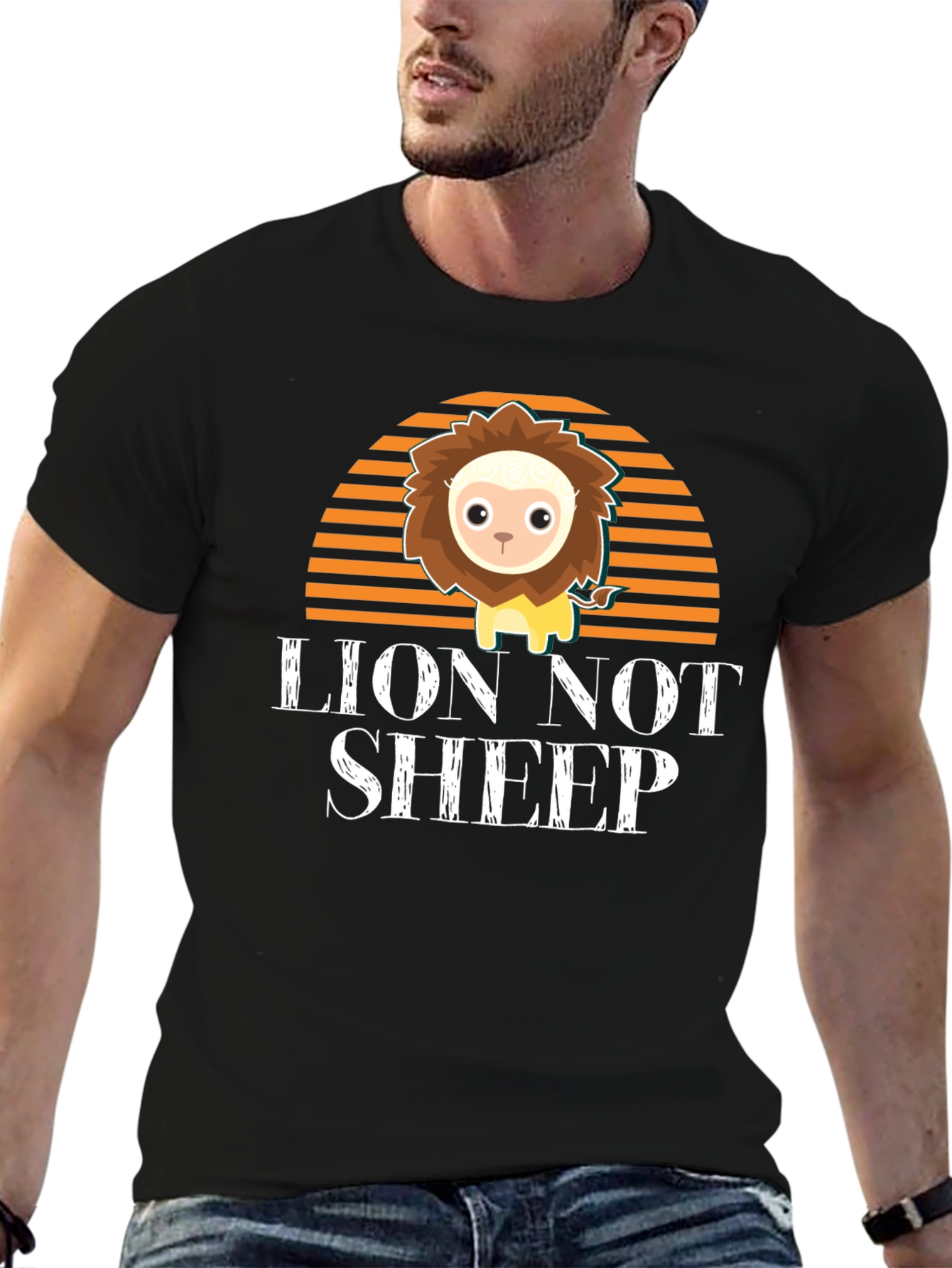 Lion Not Sheep Graphic Tee - Mens Black T-Shirt