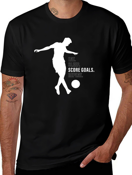 Eat Sleep Score Goals T-Shirt - Soccer Player Graphic Tee