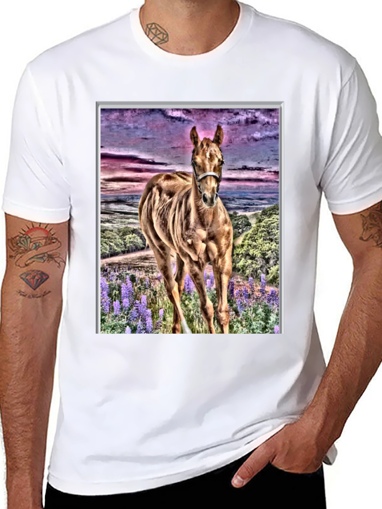 Horse T-Shirt Artistic Animal Tee Unique Design