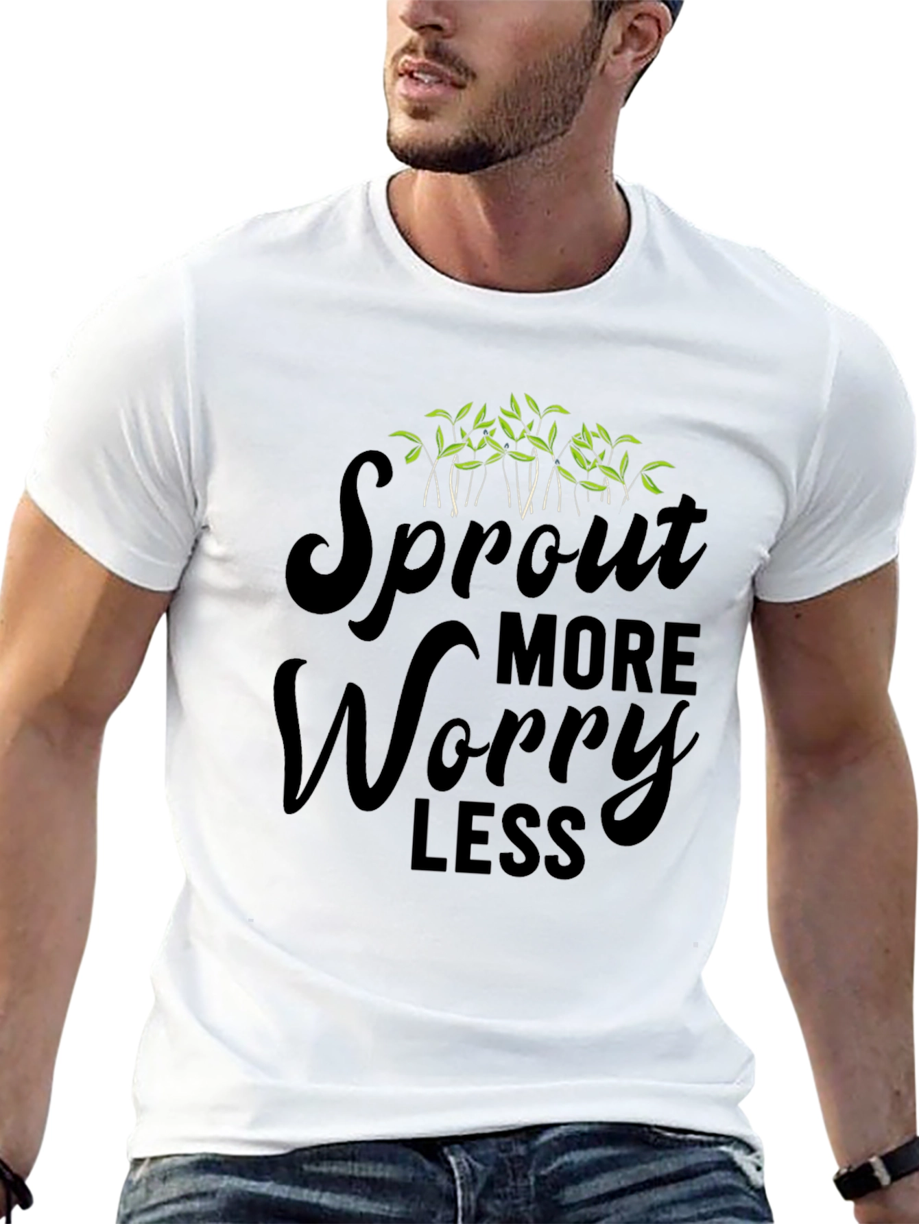 Sprout More Worry Less Black T-Shirt