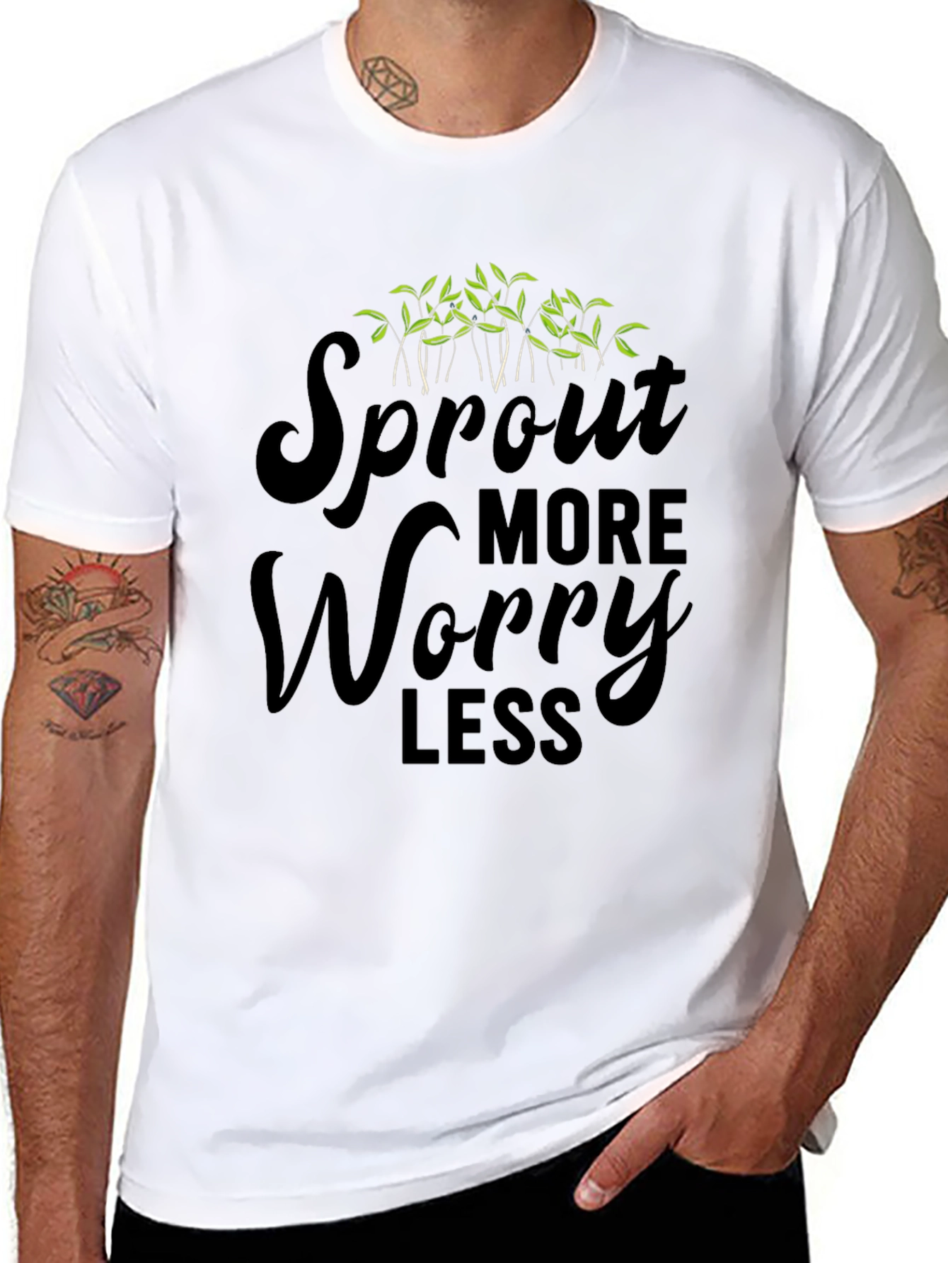 Sprout More Worry Less Black T-Shirt