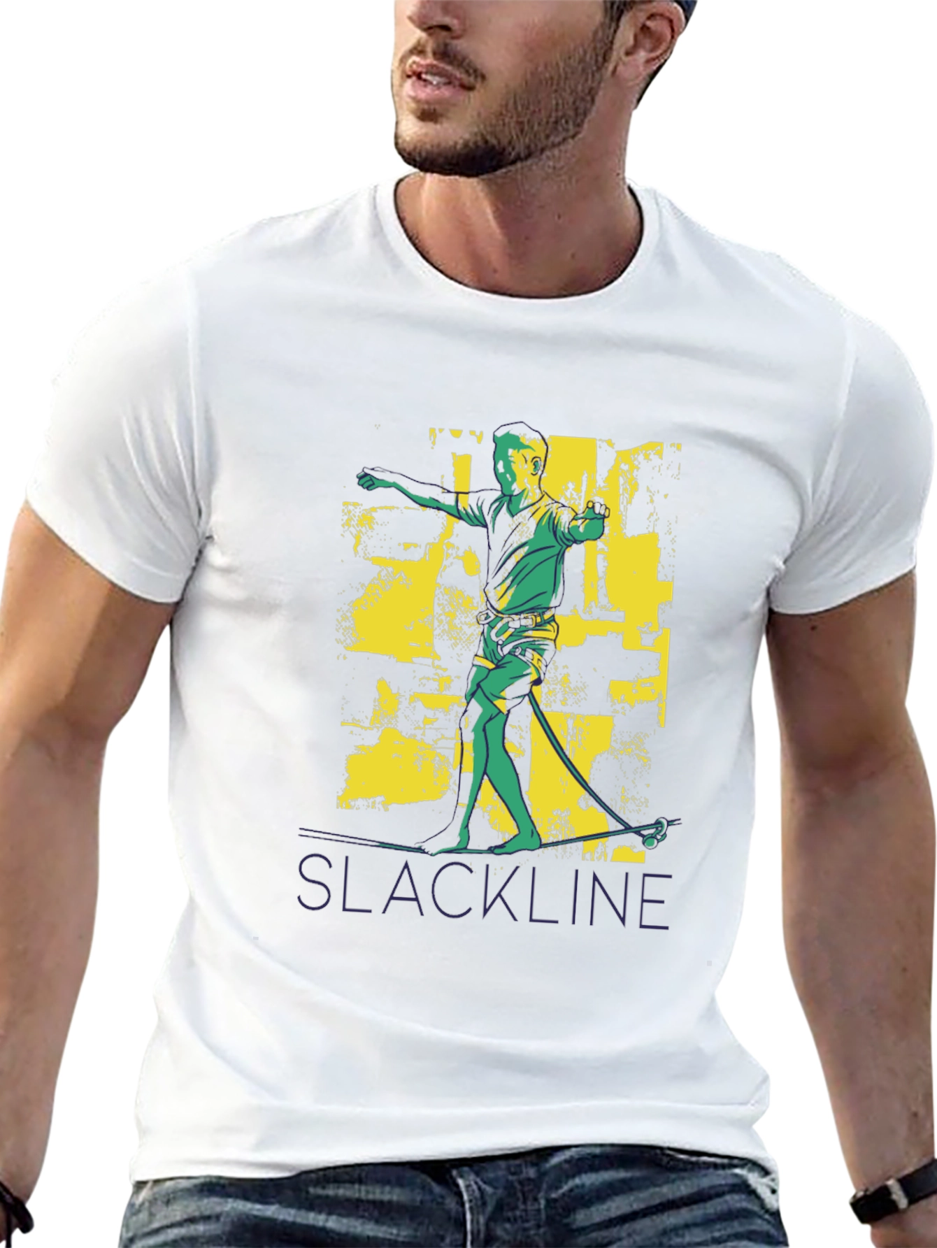 Slackline Graphic Tee - Black Cotton T-Shirt