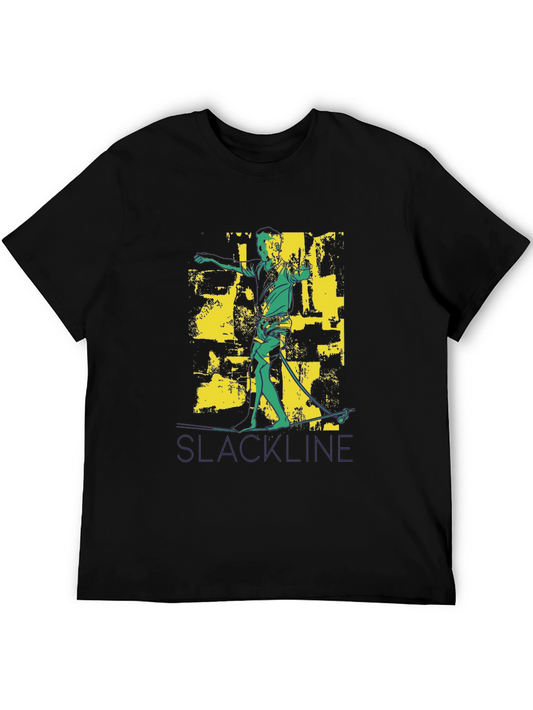 Slackline Graphic Tee - Black Cotton T-Shirt