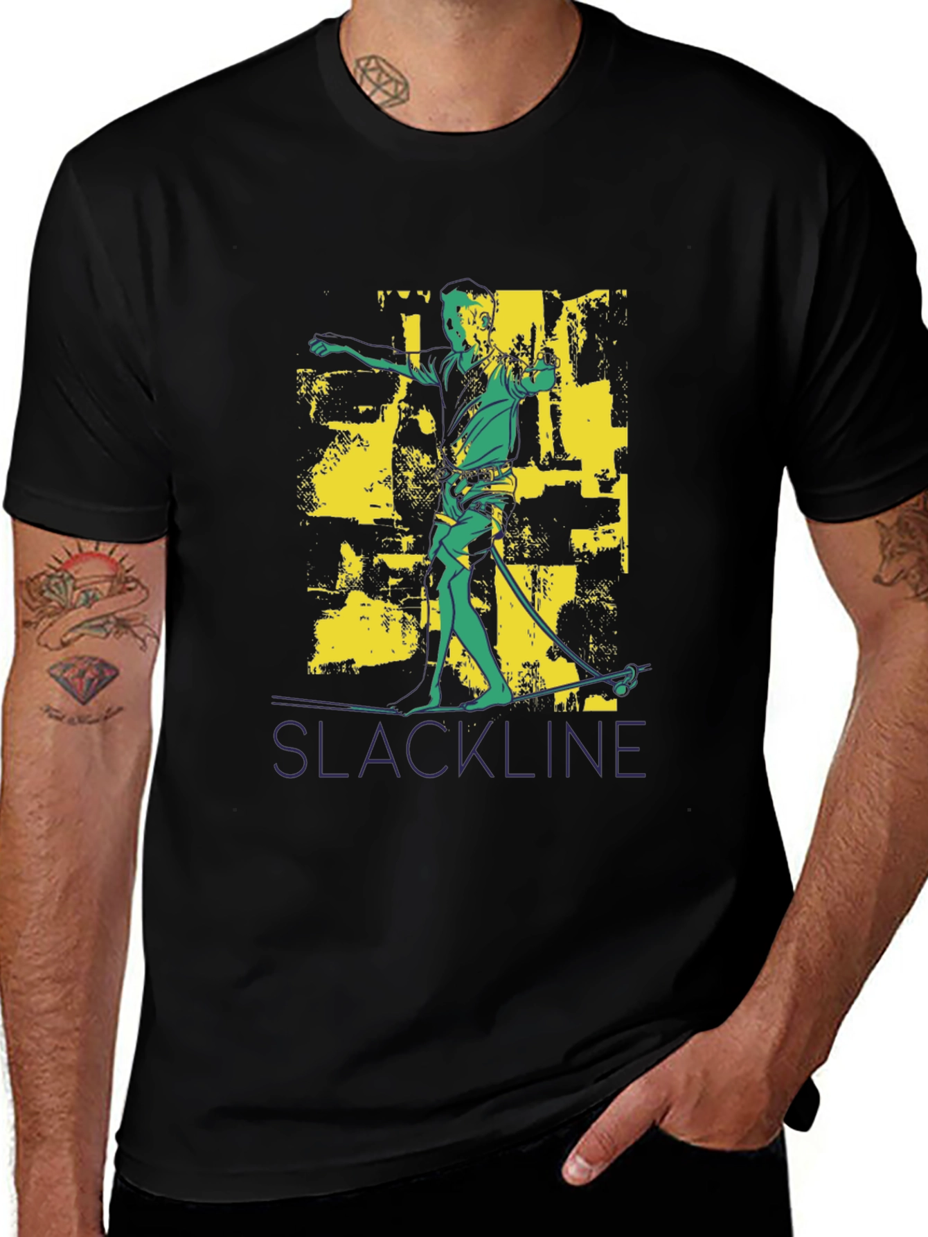 Slackline Graphic Tee - Black Cotton T-Shirt