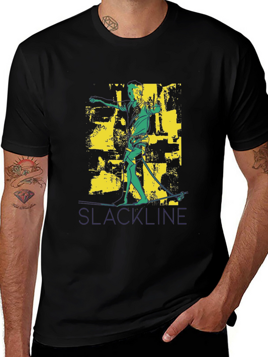 Slackline Graphic Tee - Black Cotton T-Shirt