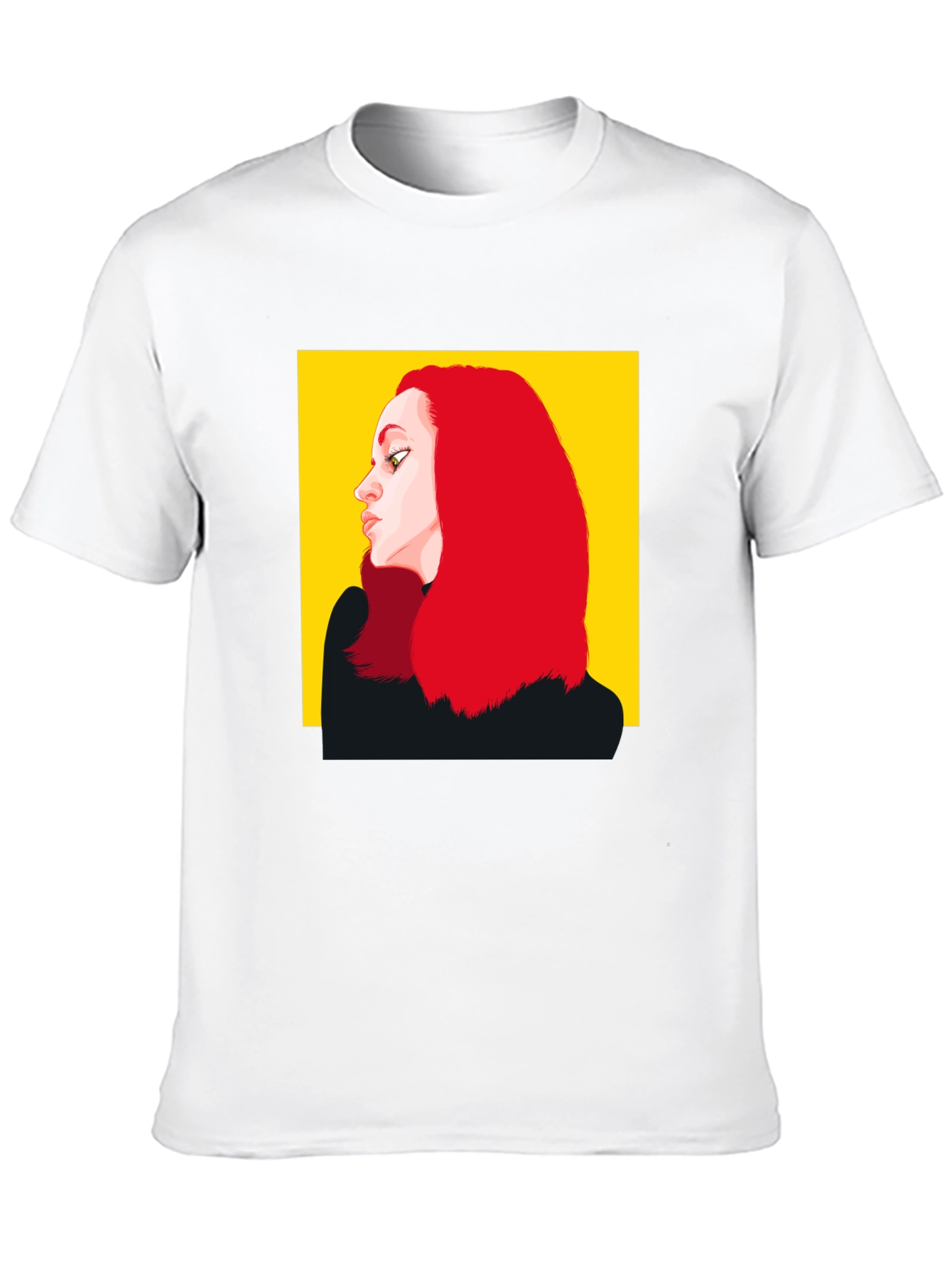 Illustrated Woman Portrait Black Tee