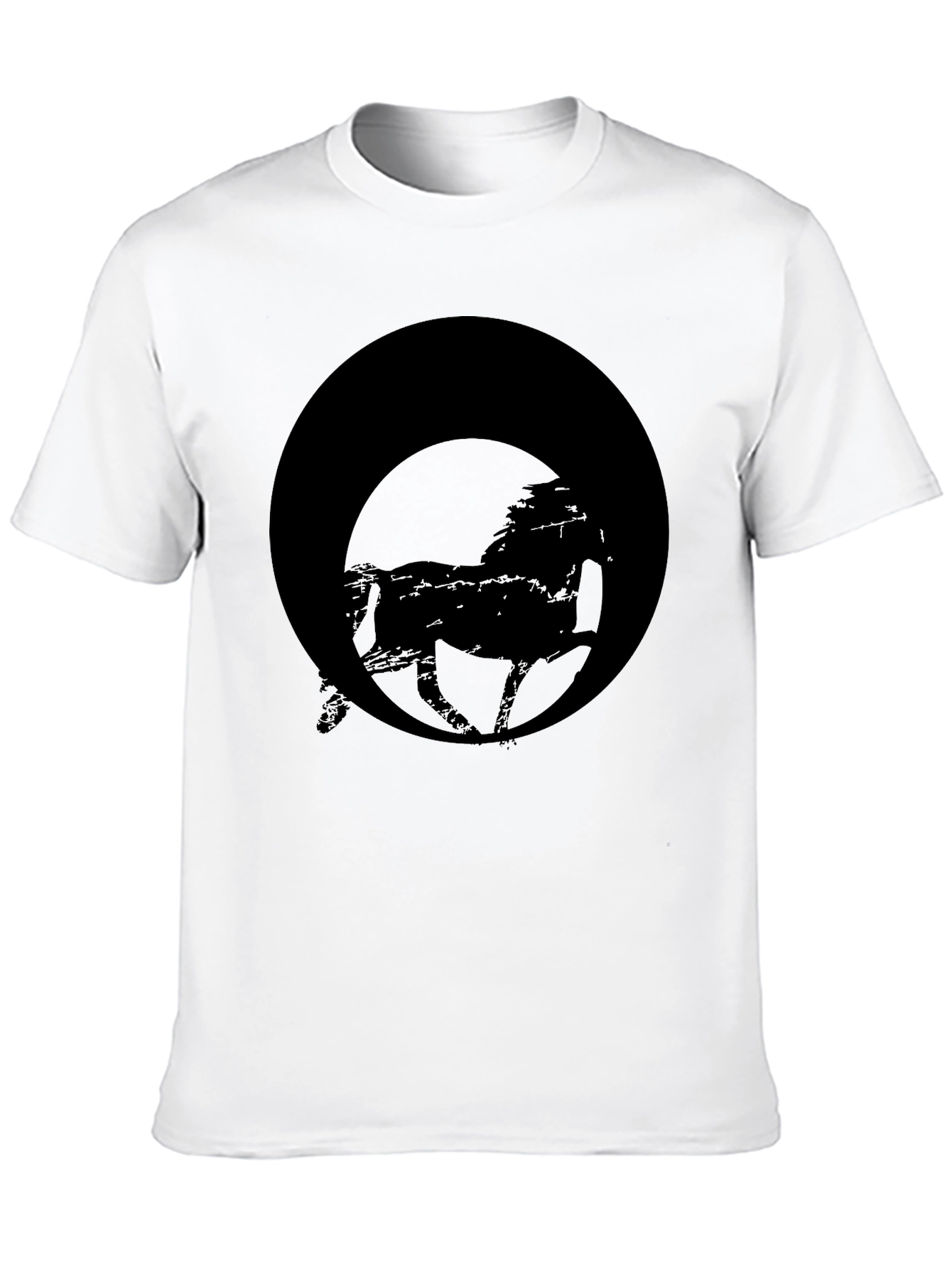 Mens Black Graphic Tee - Horse Silhouette