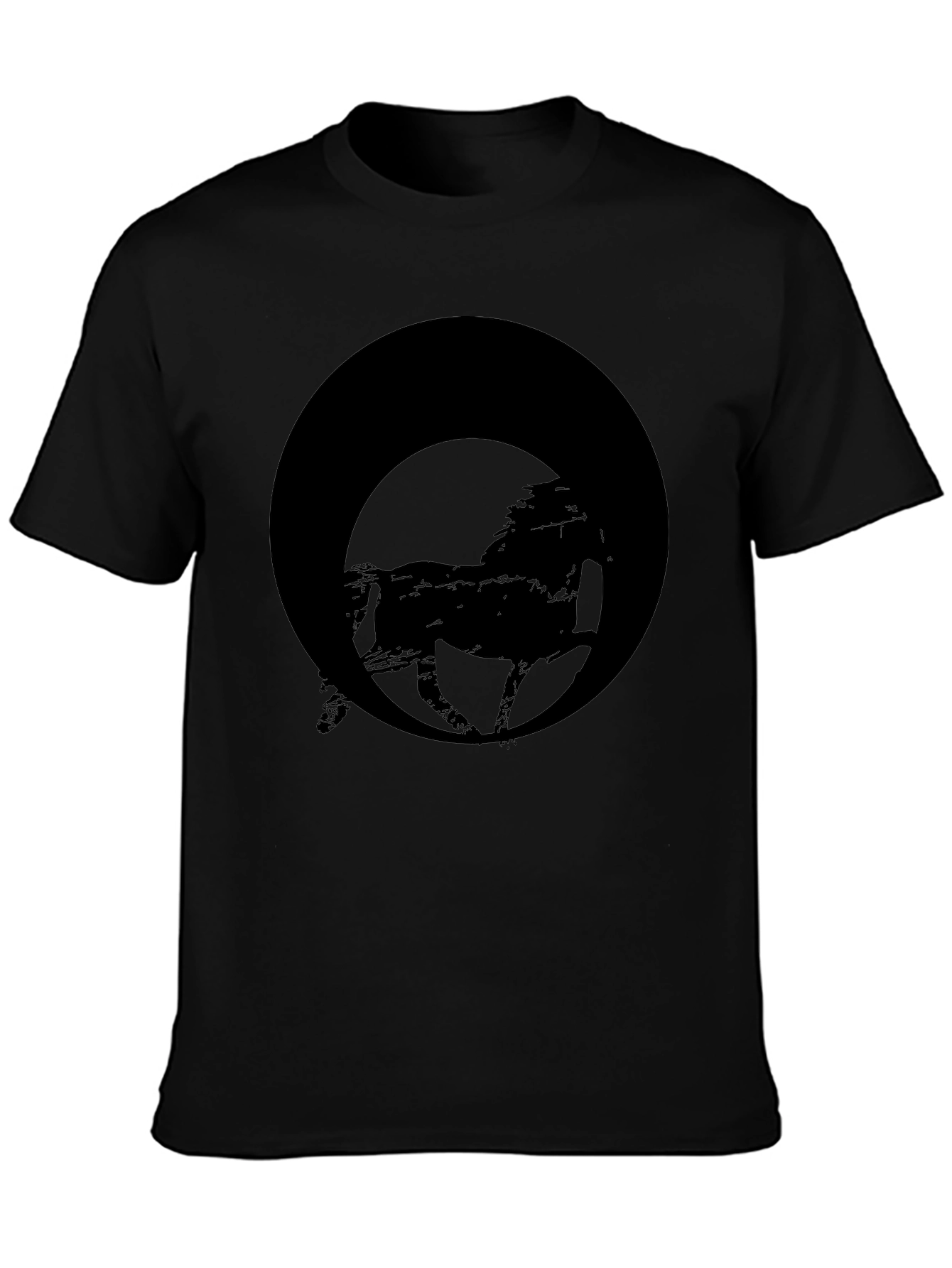 Mens Black Graphic Tee - Horse Silhouette