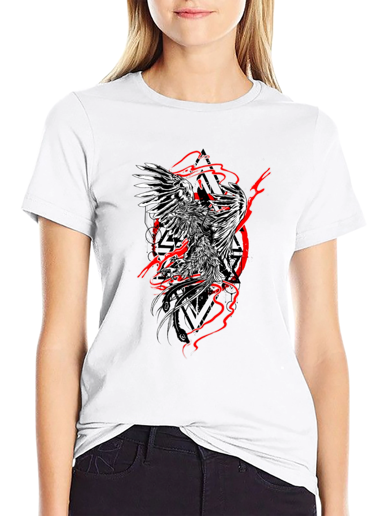 Phoenix Graphic Print Black T-Shirt