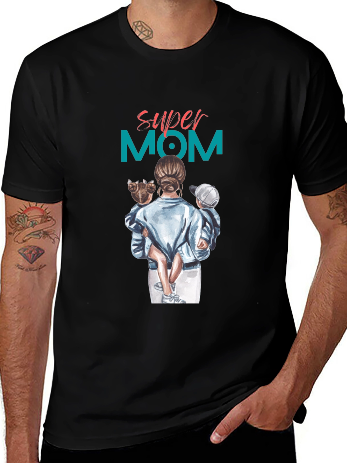 Super Mom Graphic Tee - Black Casual T-Shirt