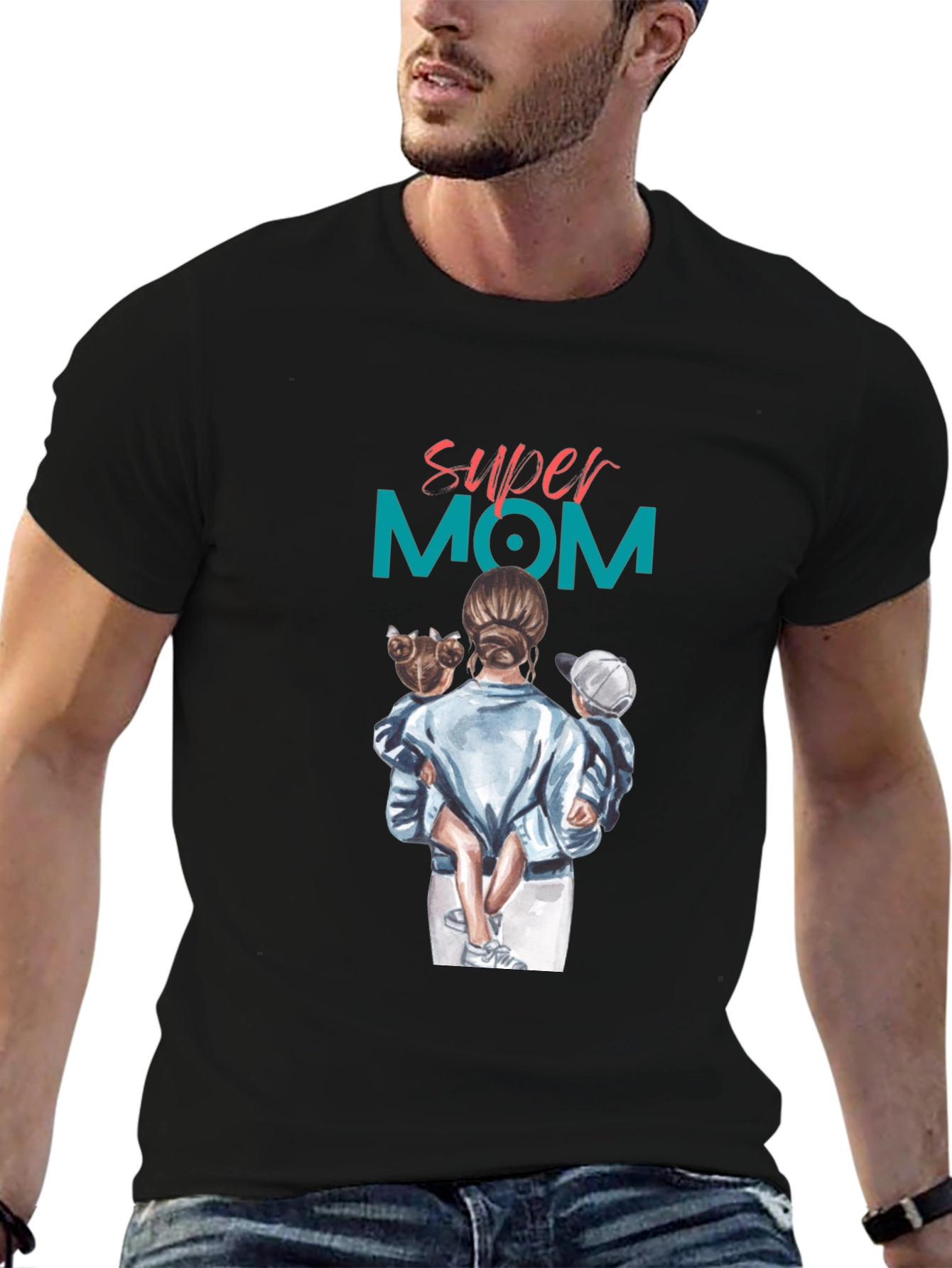 Super Mom Graphic Tee - Black Casual T-Shirt