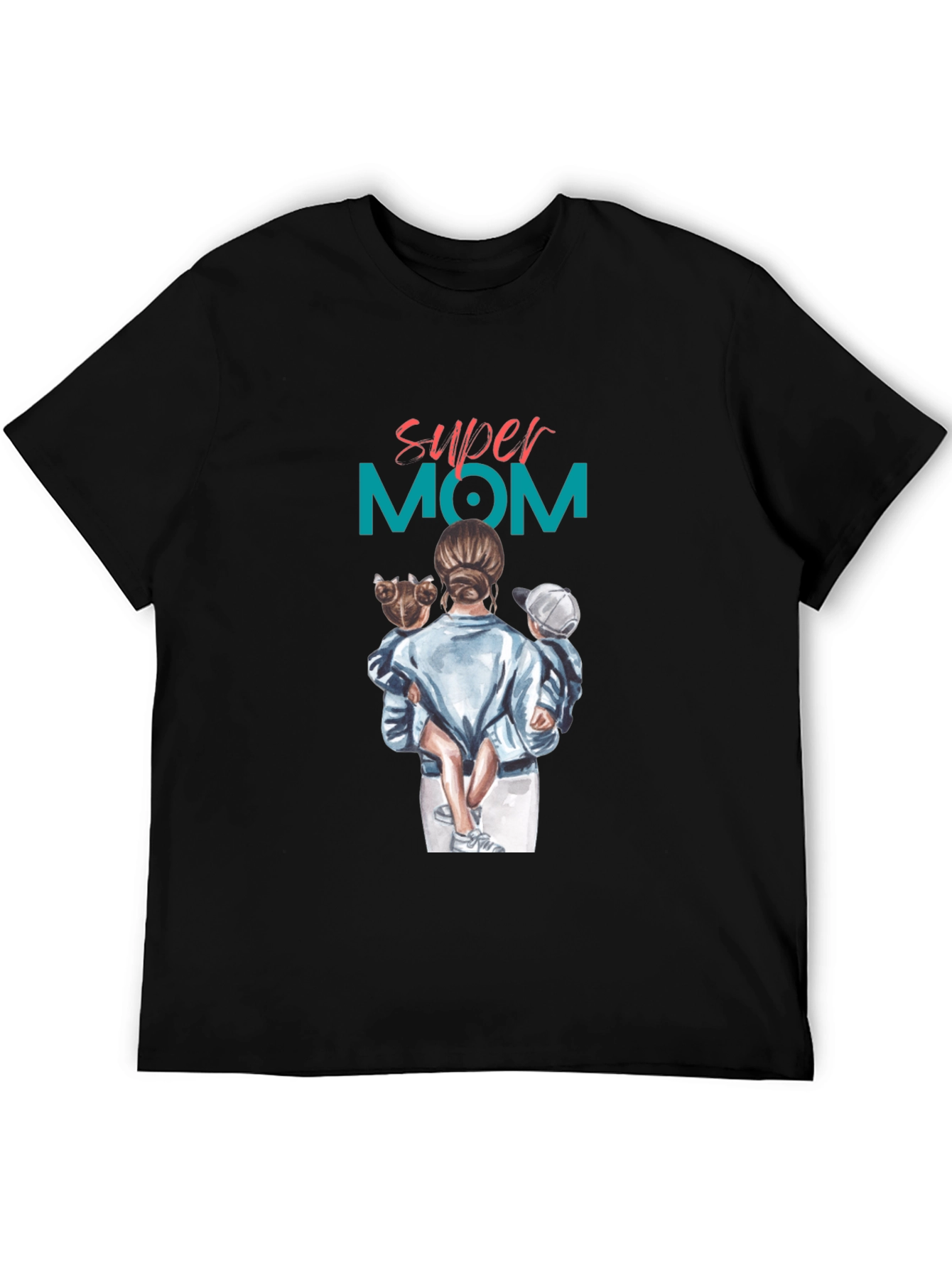Super Mom Graphic Tee - Black Casual T-Shirt