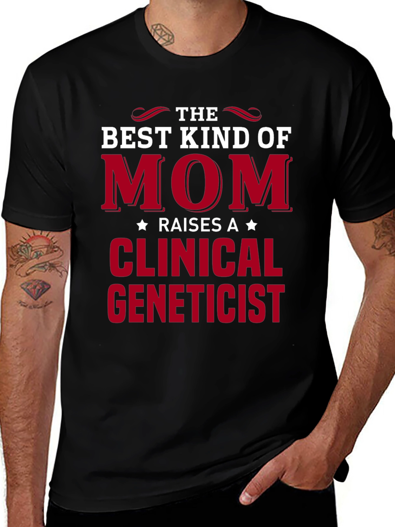 Best Kind of Mom Clinical Geneticist Black T-Shirt
