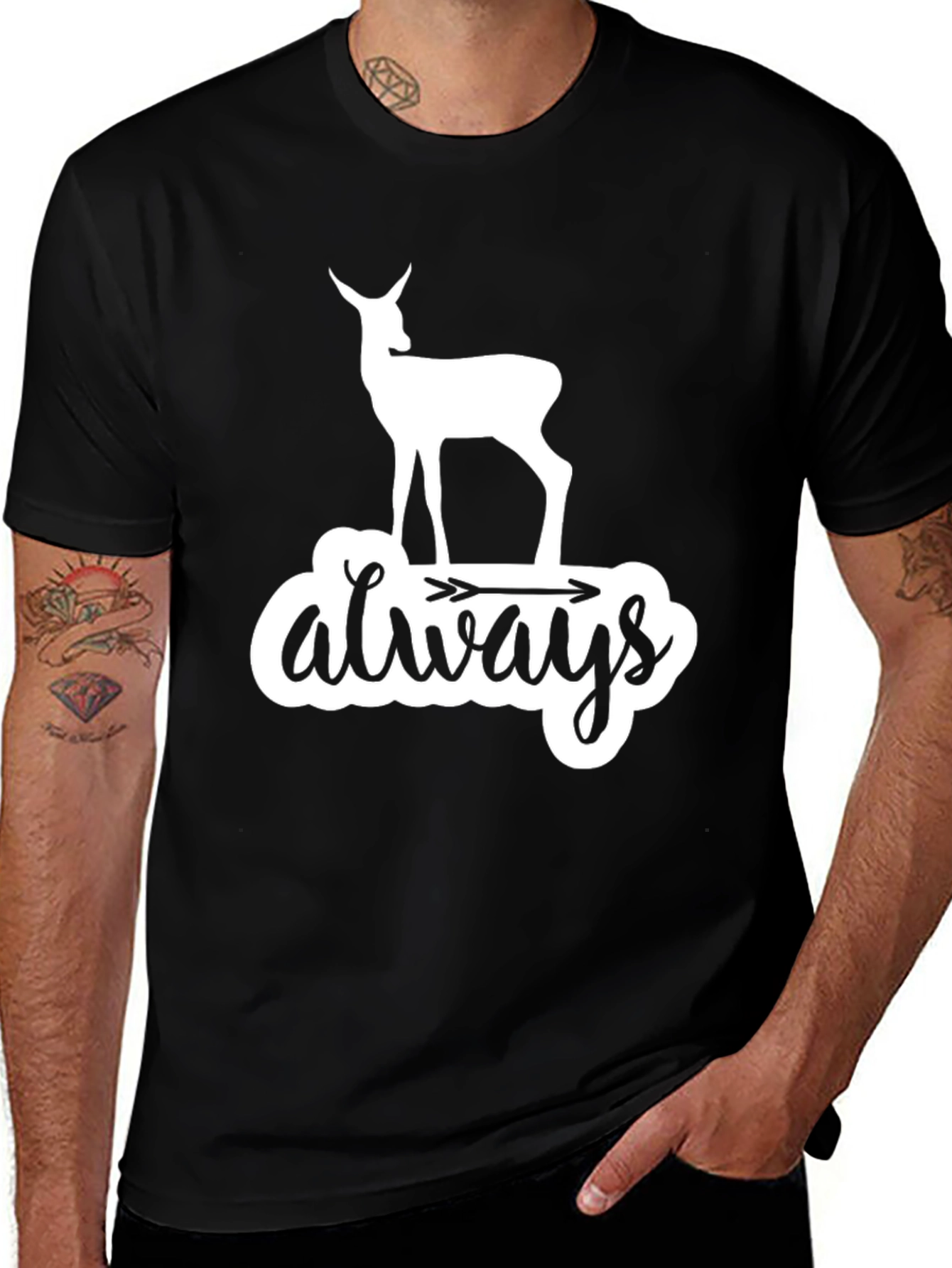 Deer Always Arrow T-Shirt - Black