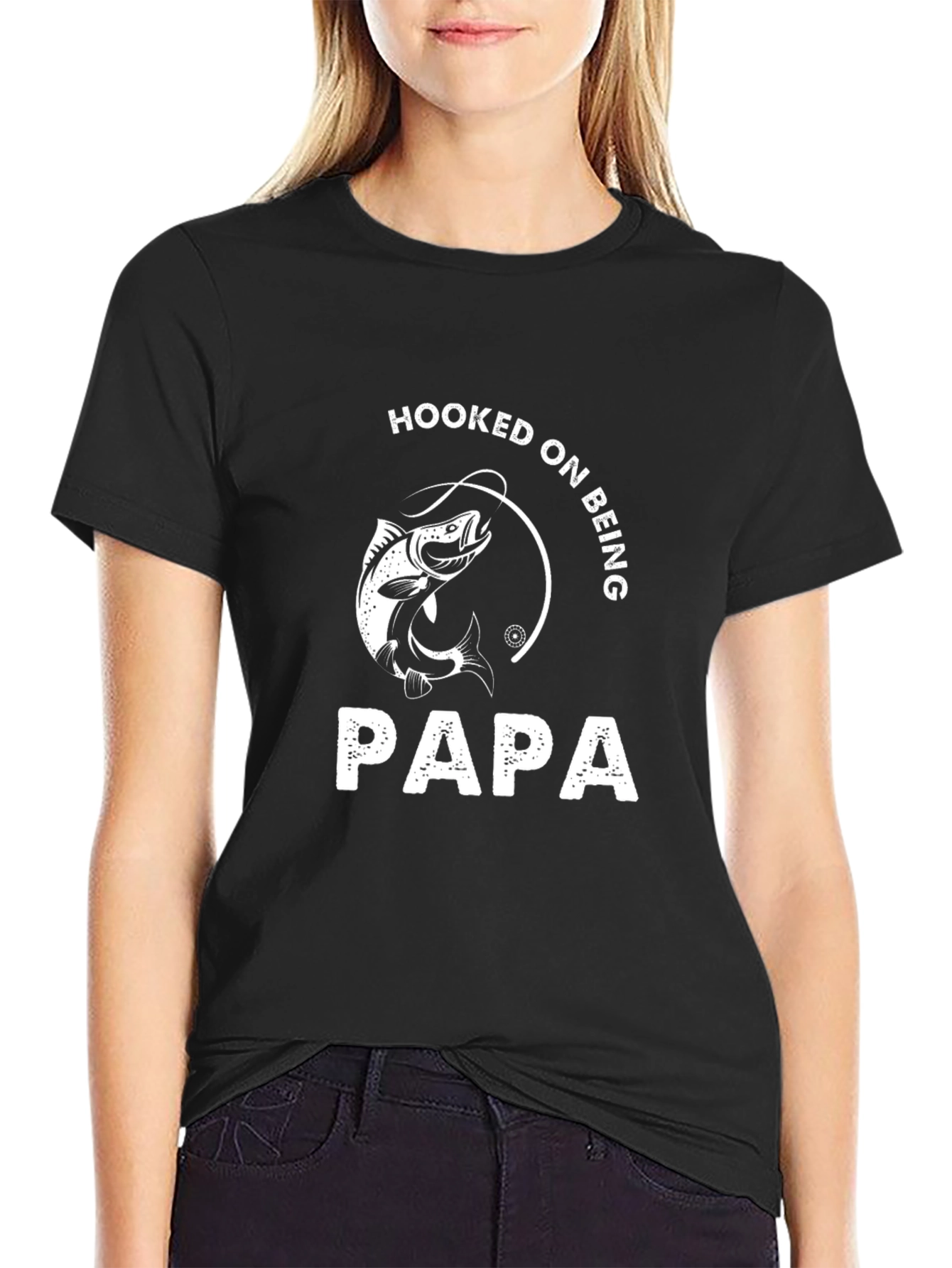 Hooked On Being Papa Black T-Shirt