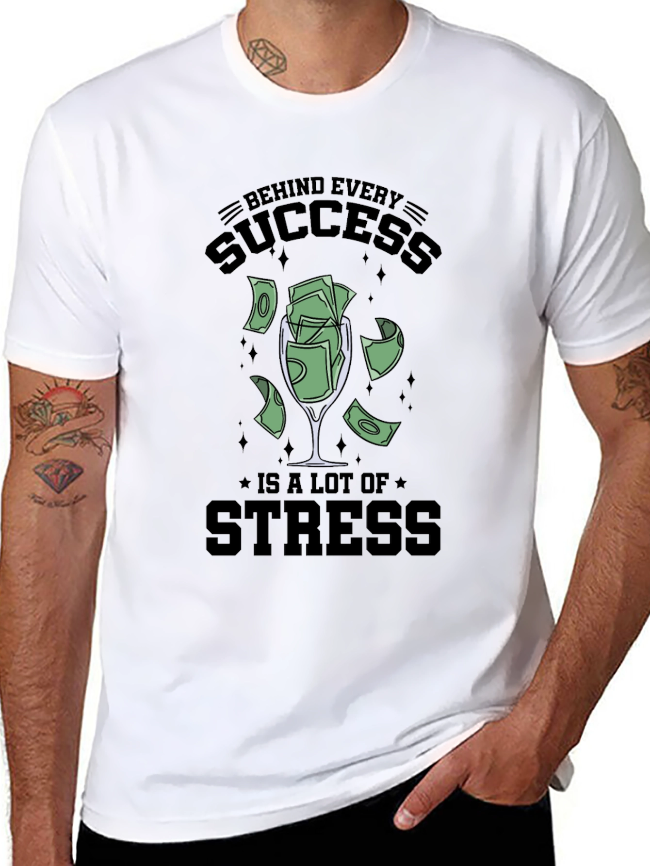 Success & Stress Graphic Tee - Soft Cotton Blend