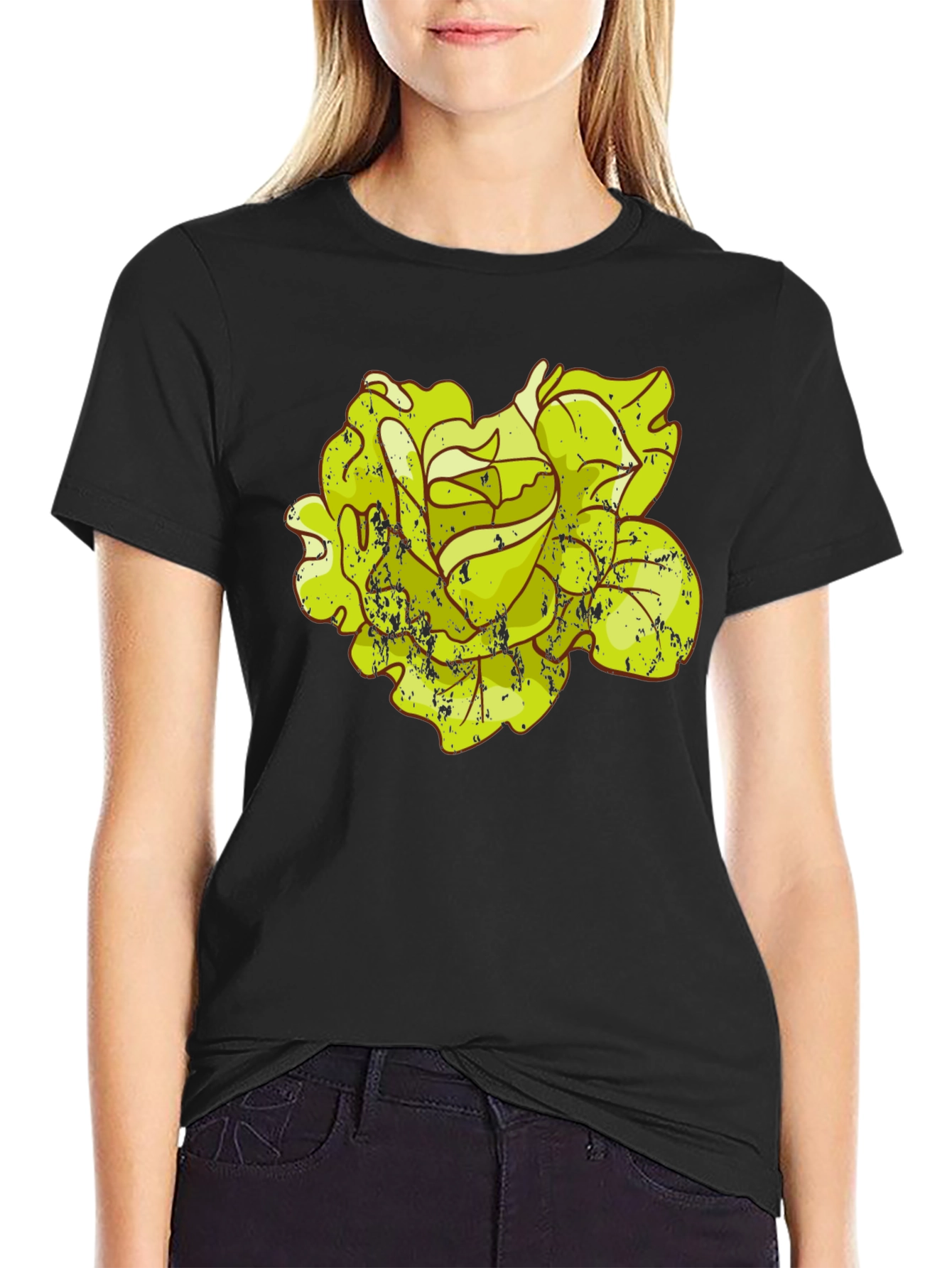 Rose Graphic T-Shirt - Distressed Style