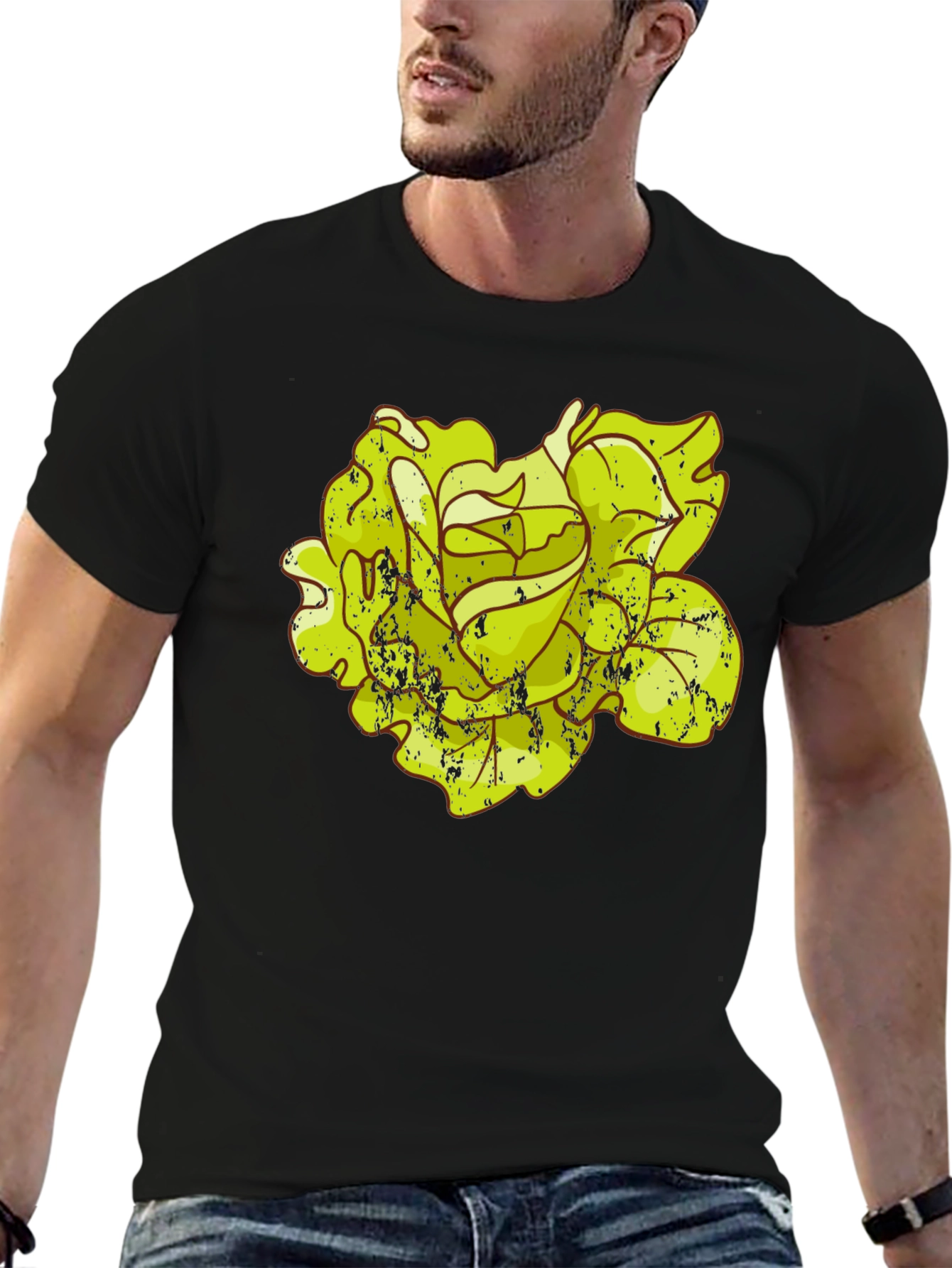 Rose Graphic T-Shirt - Distressed Style
