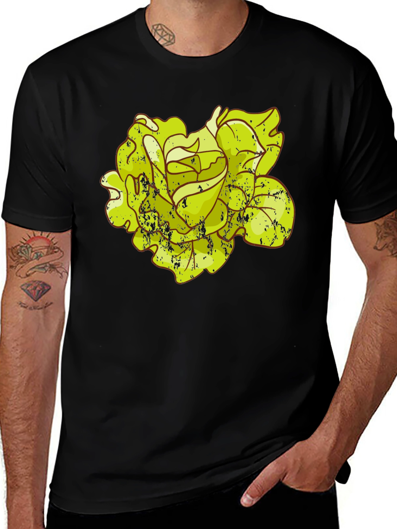 Rose Graphic T-Shirt - Distressed Style