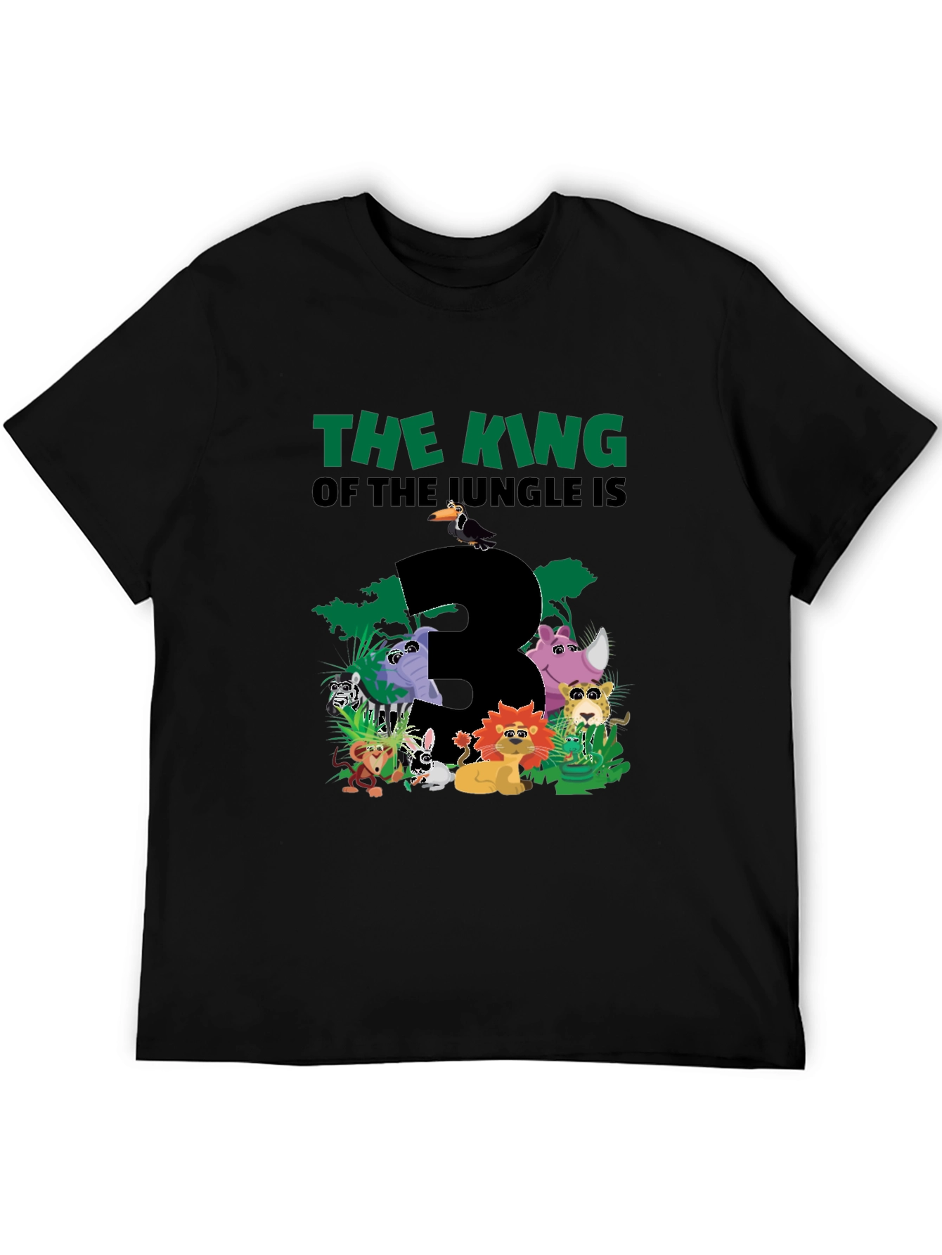 Jungle Animals Birthday T-Shirt - The King Is 3
