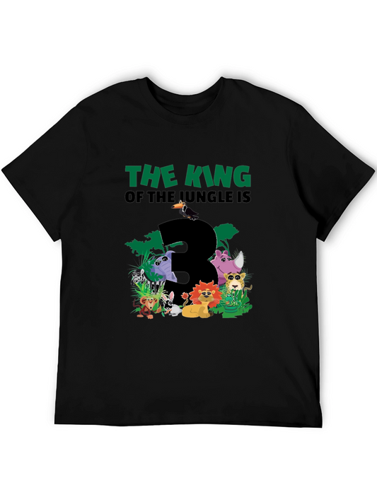Jungle Animals Birthday T-Shirt - The King Is 3