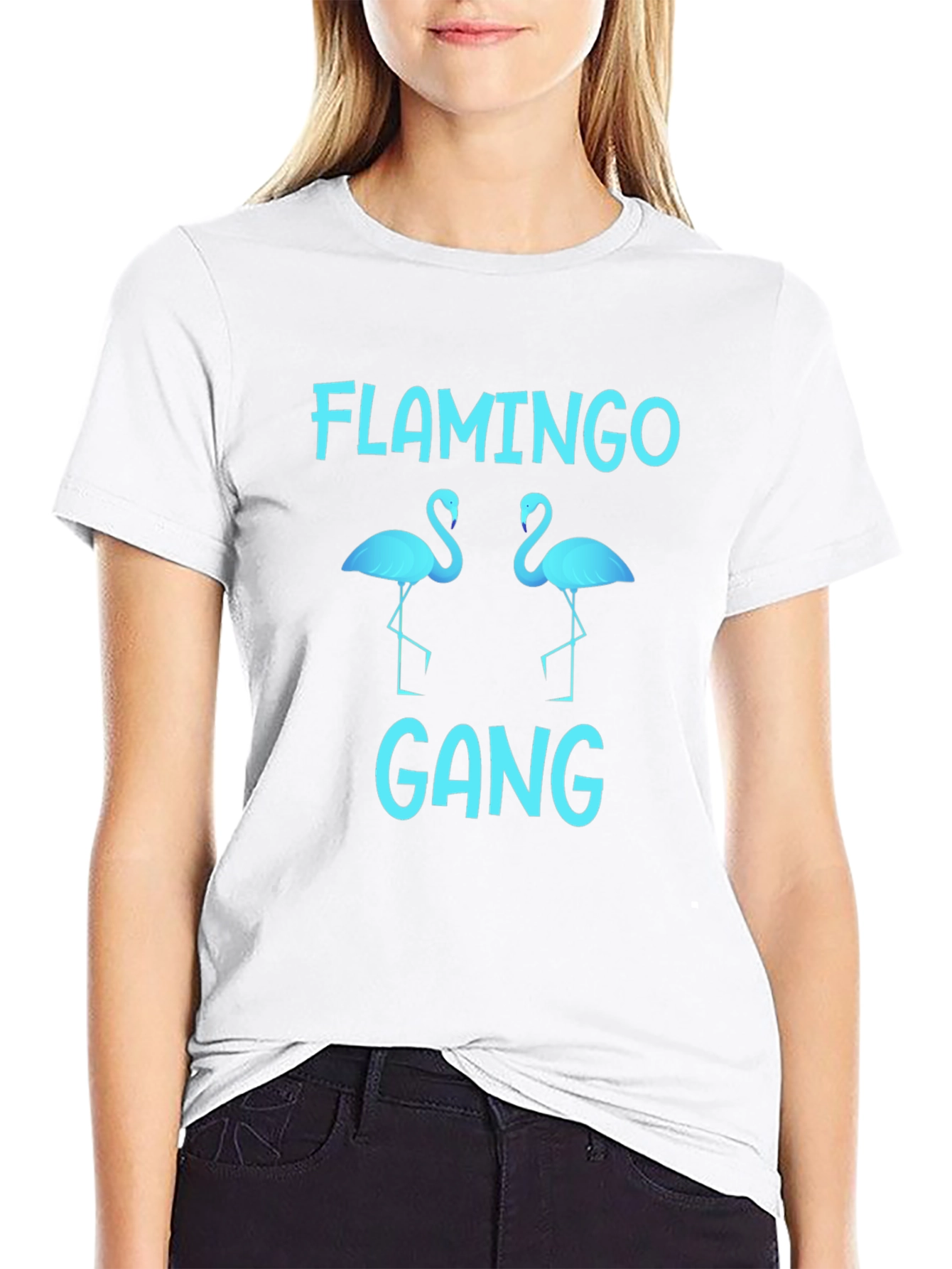 Flamingo Gang Graphic Tee - Black Cotton T-Shirt