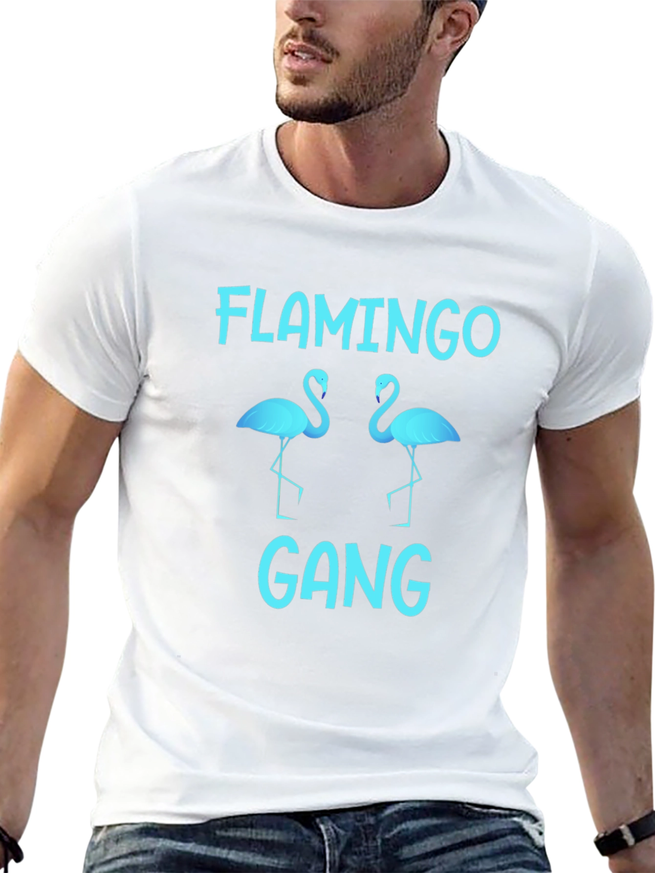 Flamingo Gang Graphic Tee - Black Cotton T-Shirt