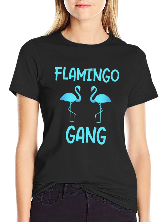 Flamingo Gang Graphic Tee - Black Cotton T-Shirt