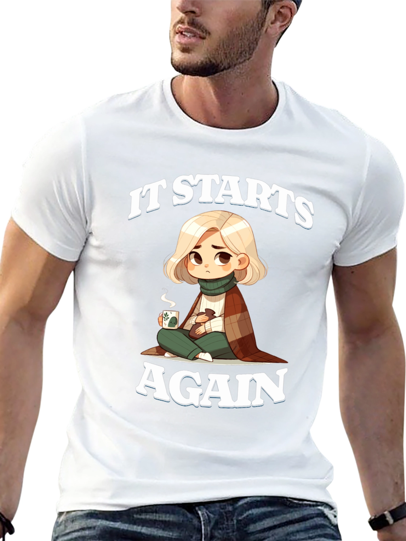 Starts Again Graphic Tee - Cozy Cartoon Print