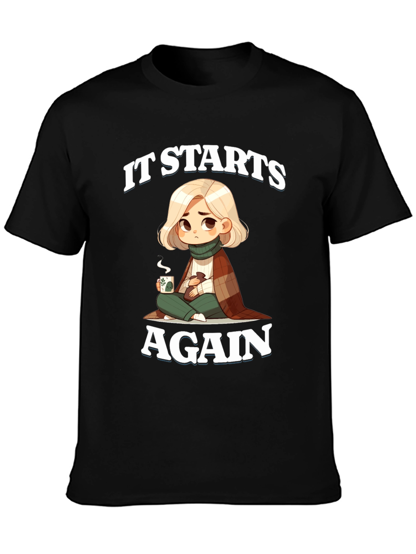 Starts Again Graphic Tee - Cozy Cartoon Print