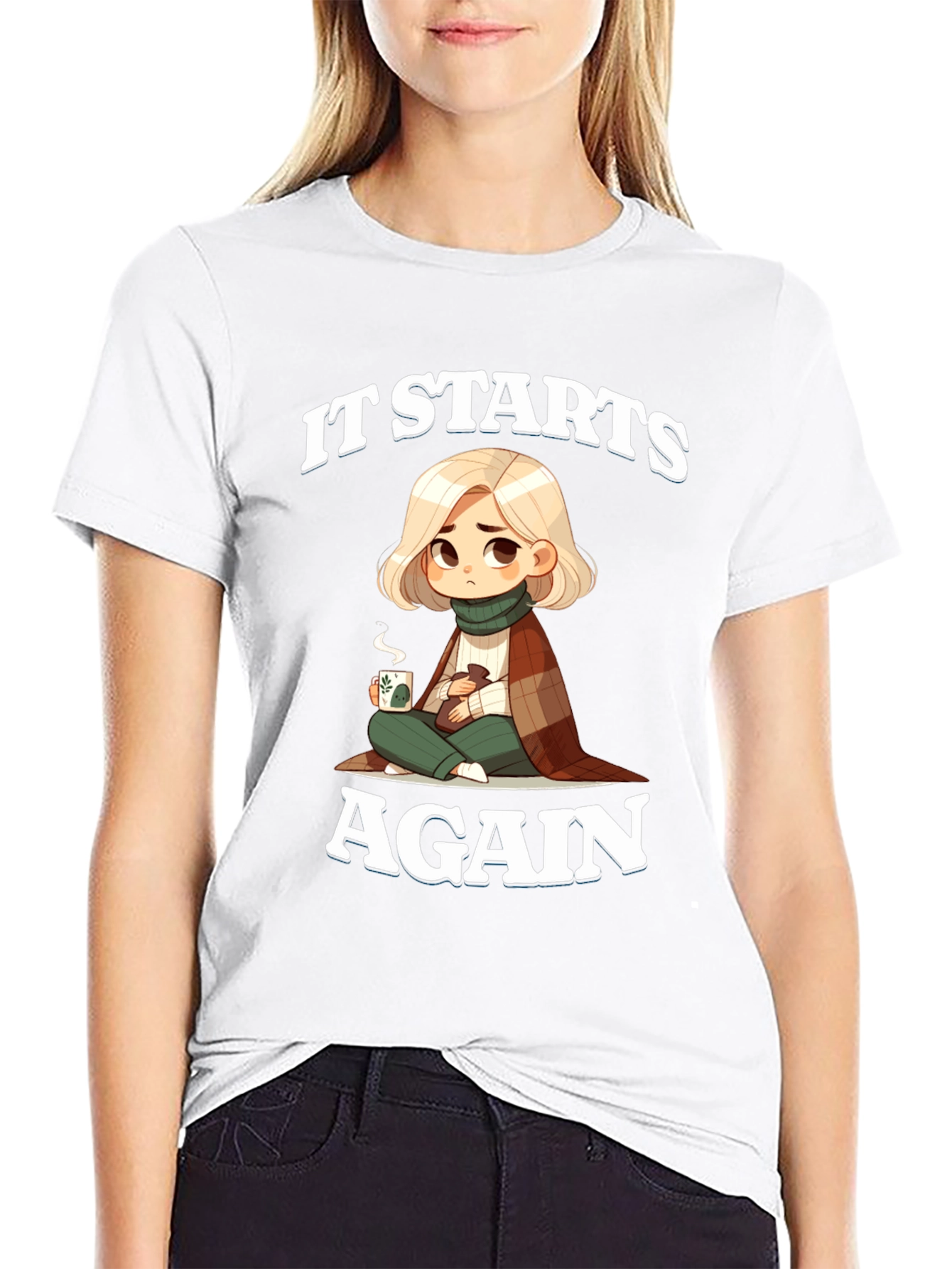 Starts Again Graphic Tee - Cozy Cartoon Print