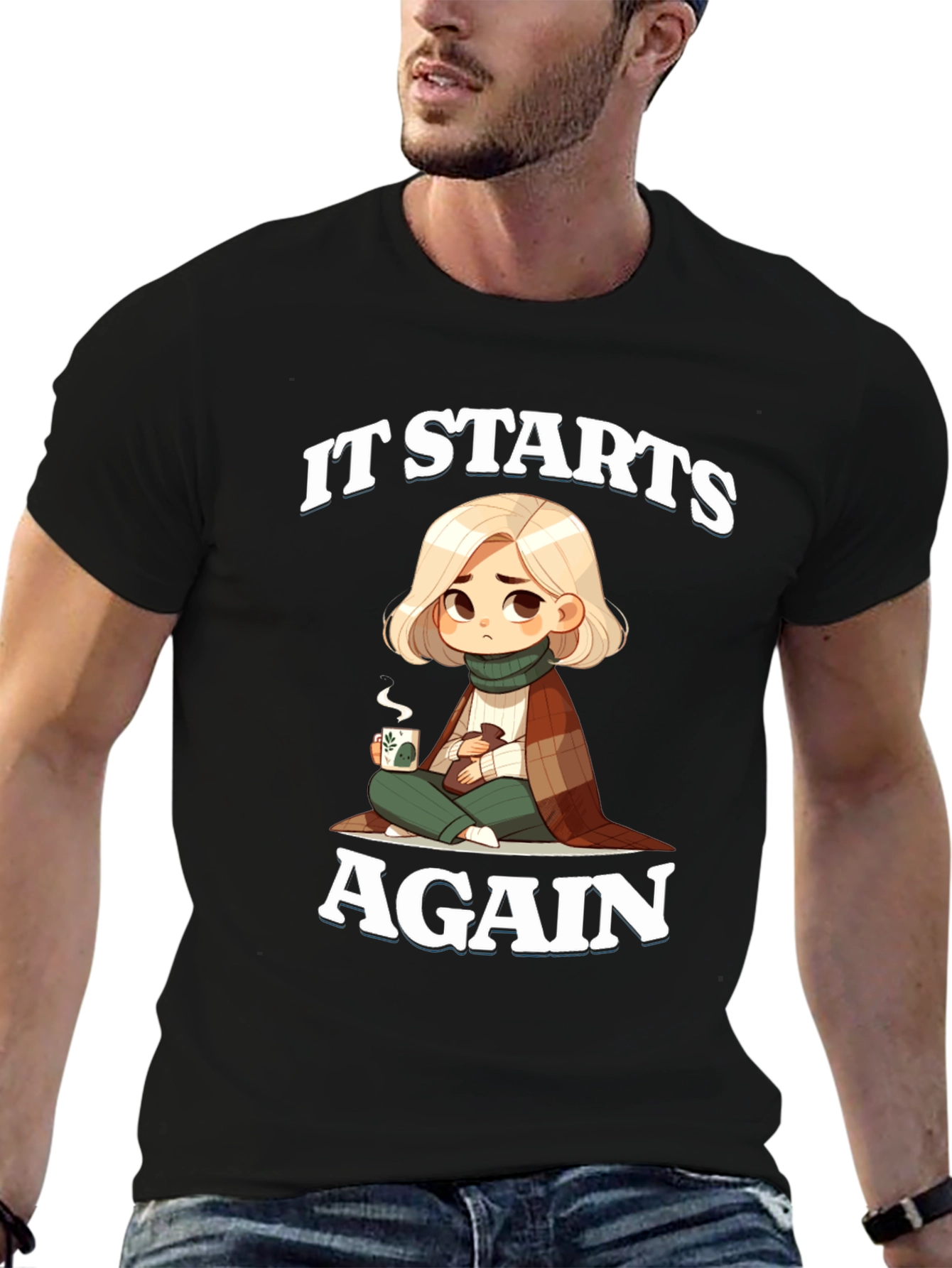 Starts Again Graphic Tee - Cozy Cartoon Print