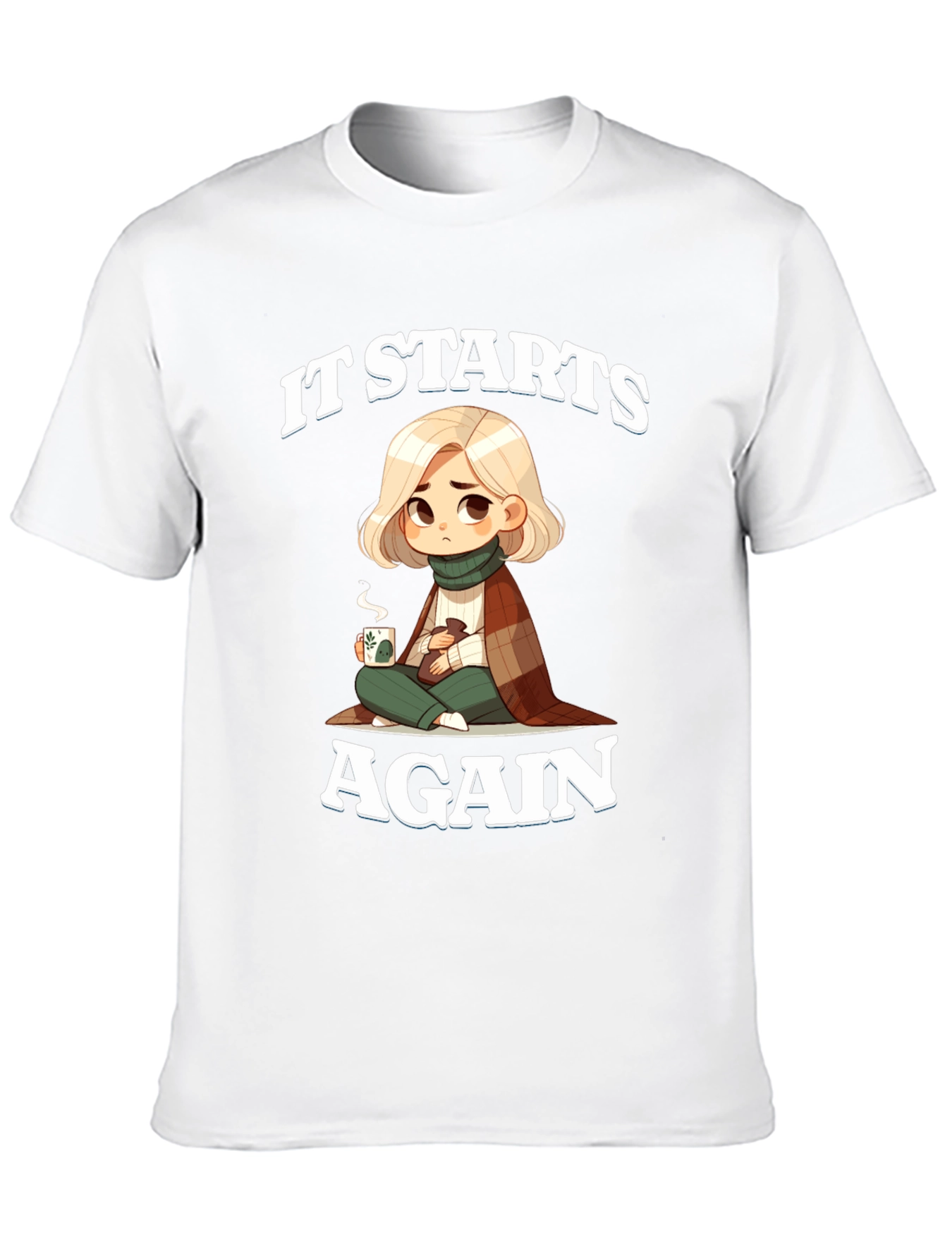Starts Again Graphic Tee - Cozy Cartoon Print
