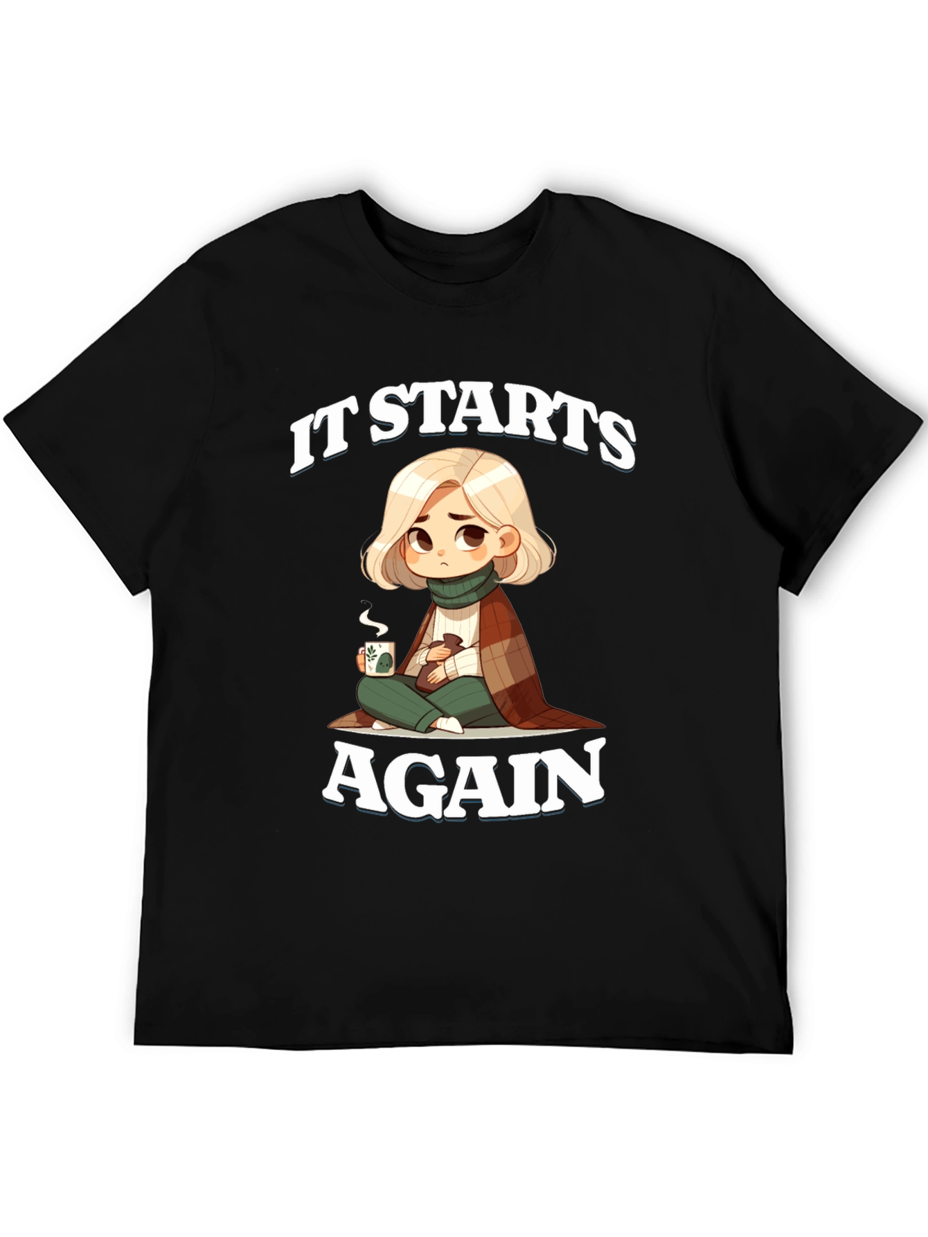 Starts Again Graphic Tee - Cozy Cartoon Print