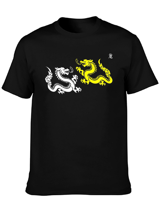Yin Yang Dragon Graphic Tee - Black