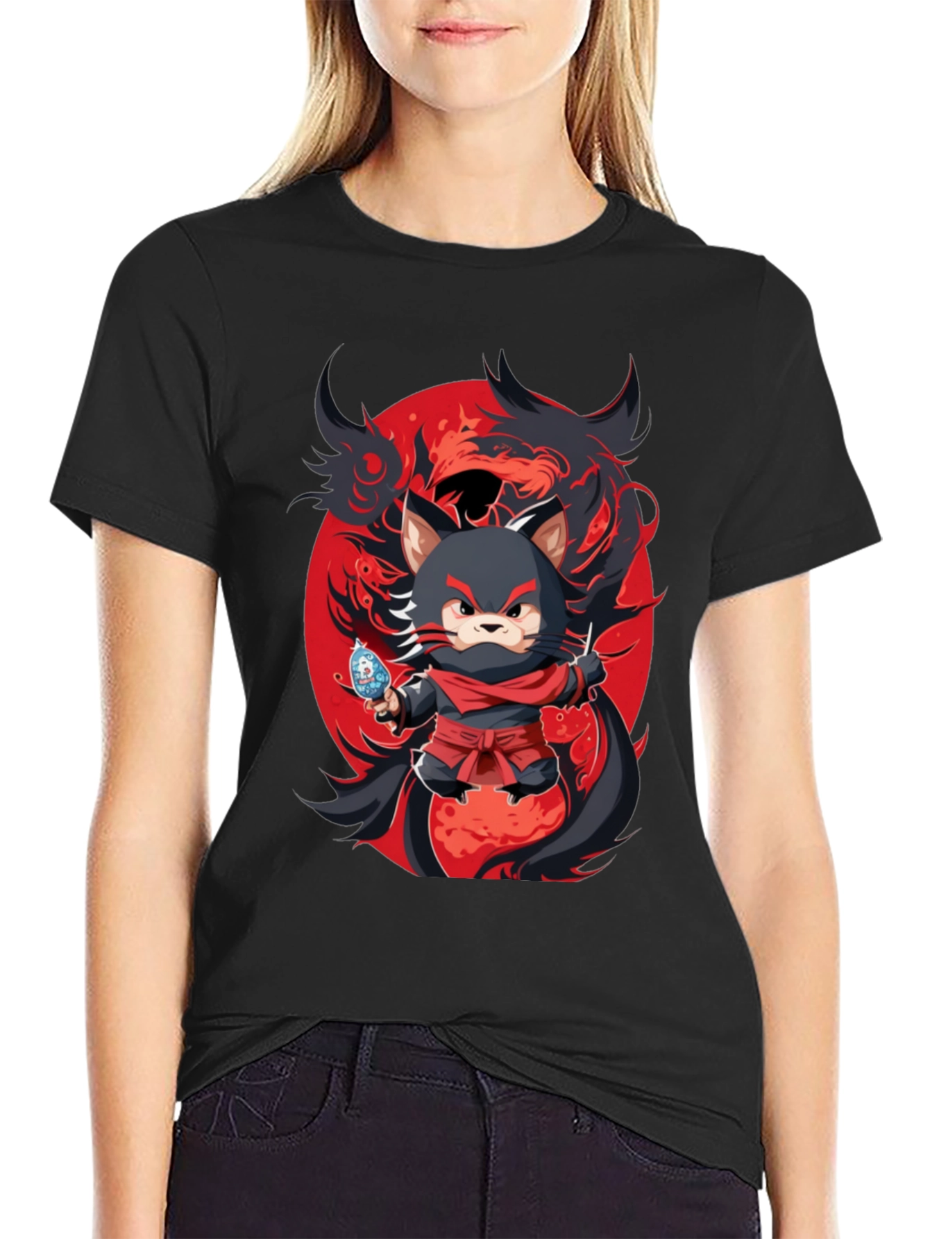 Ninja Cat Graphic Tee - Unique Anime Design