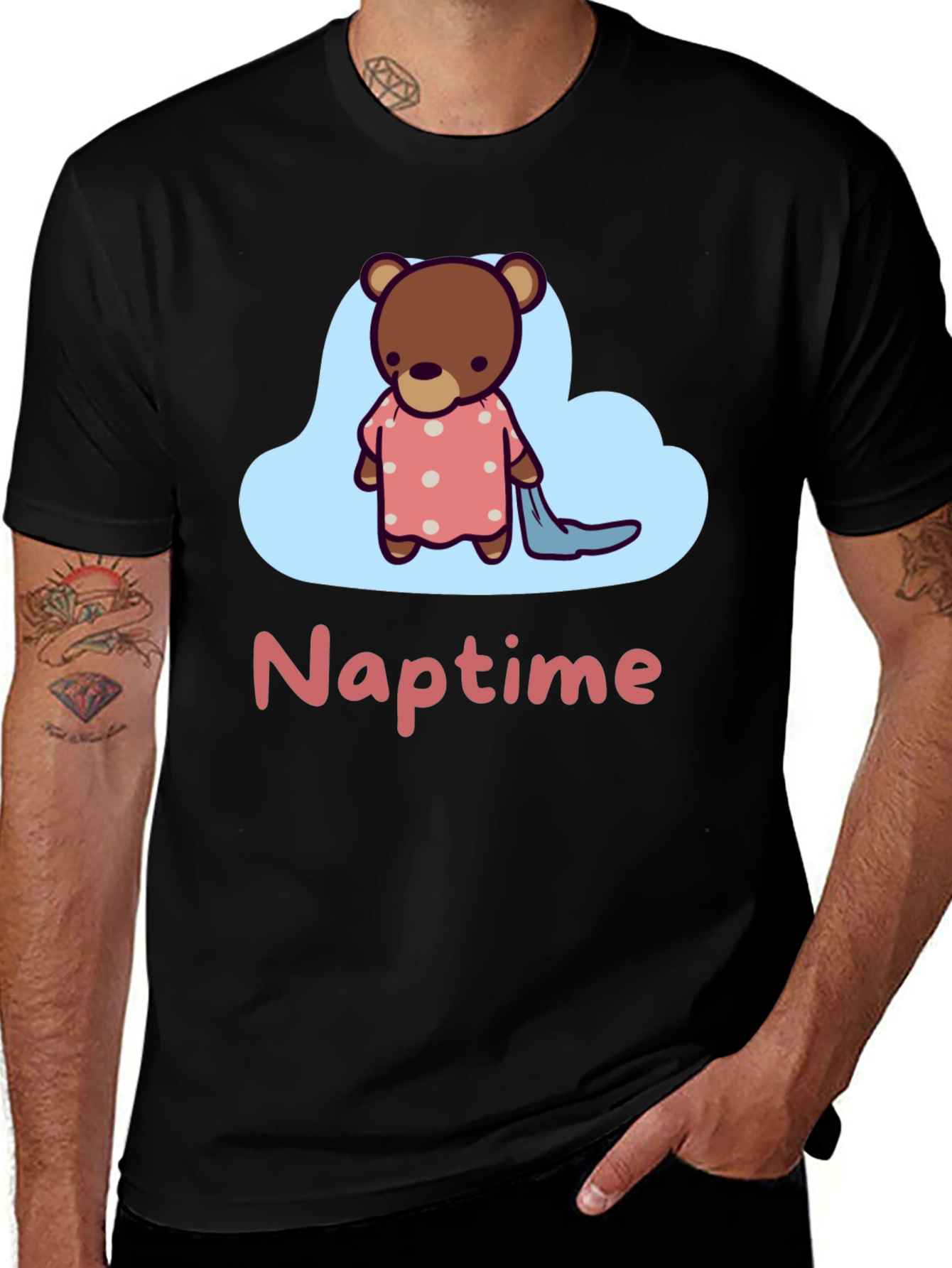 Cute Naptime Bear Graphic Tee - Relax in Style