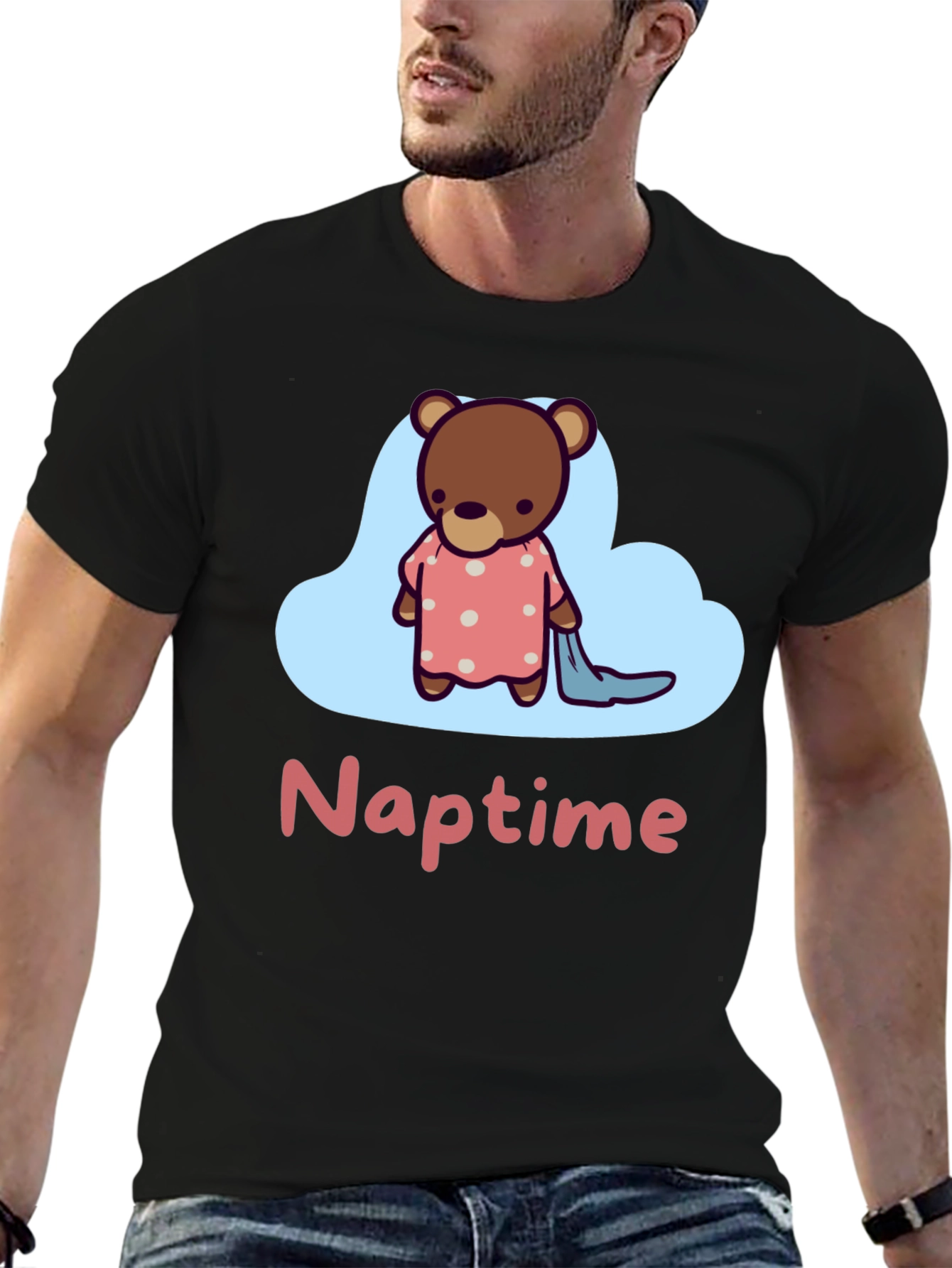 Cute Naptime Bear Graphic Tee - Relax in Style