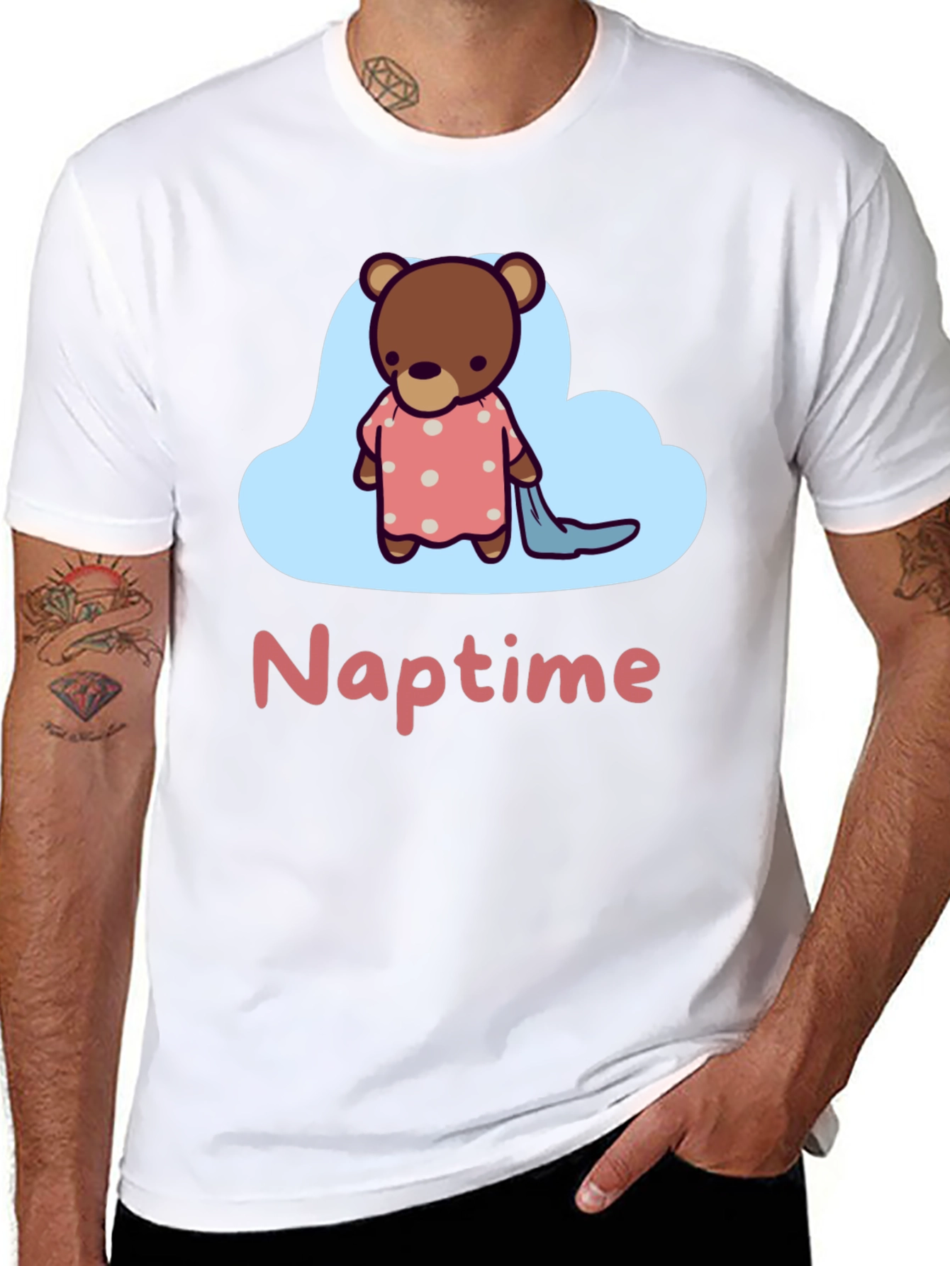 Cute Naptime Bear Graphic Tee - Relax in Style
