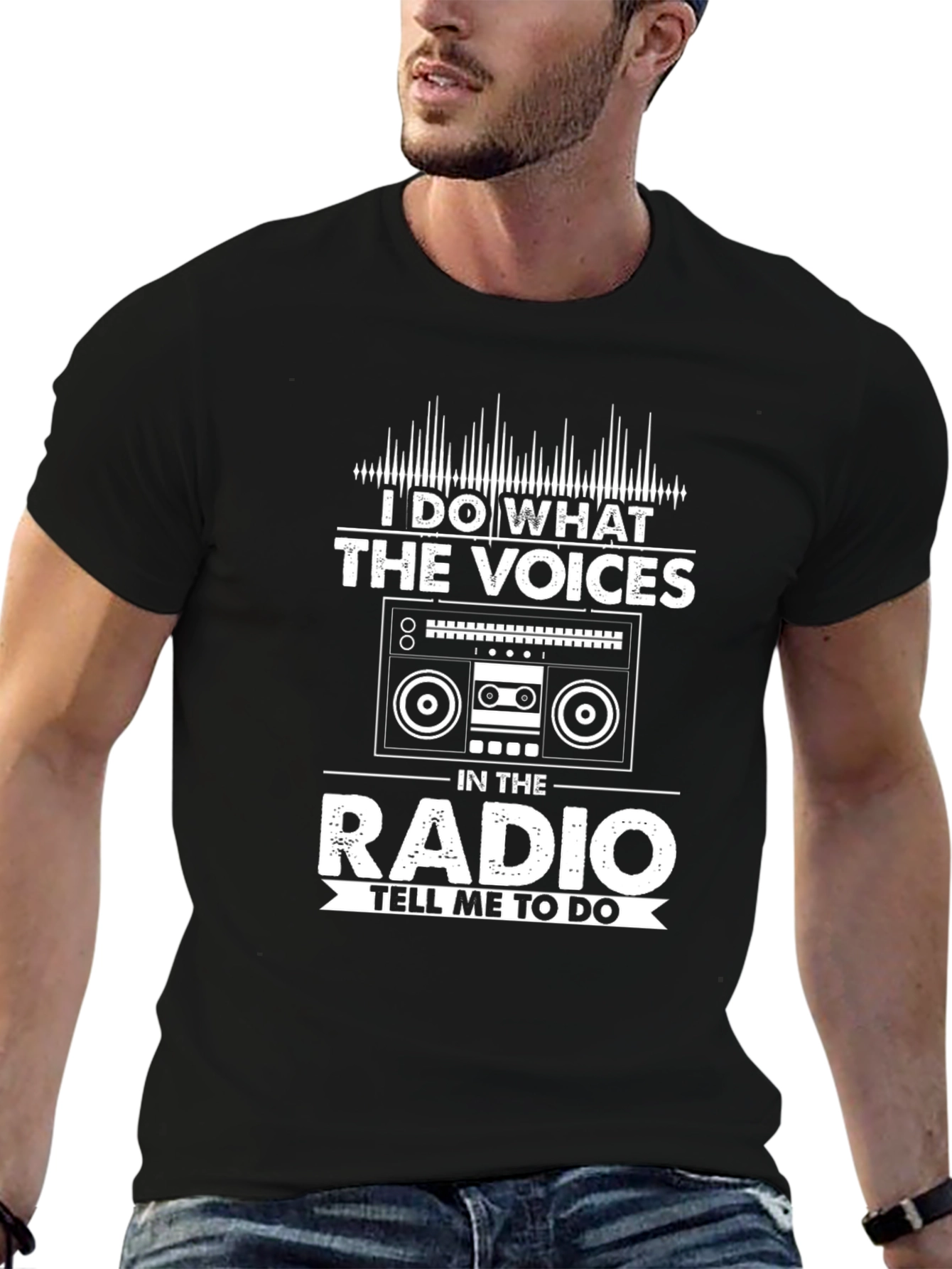 I Do What The Voices Radio Funny Mens T-shirt