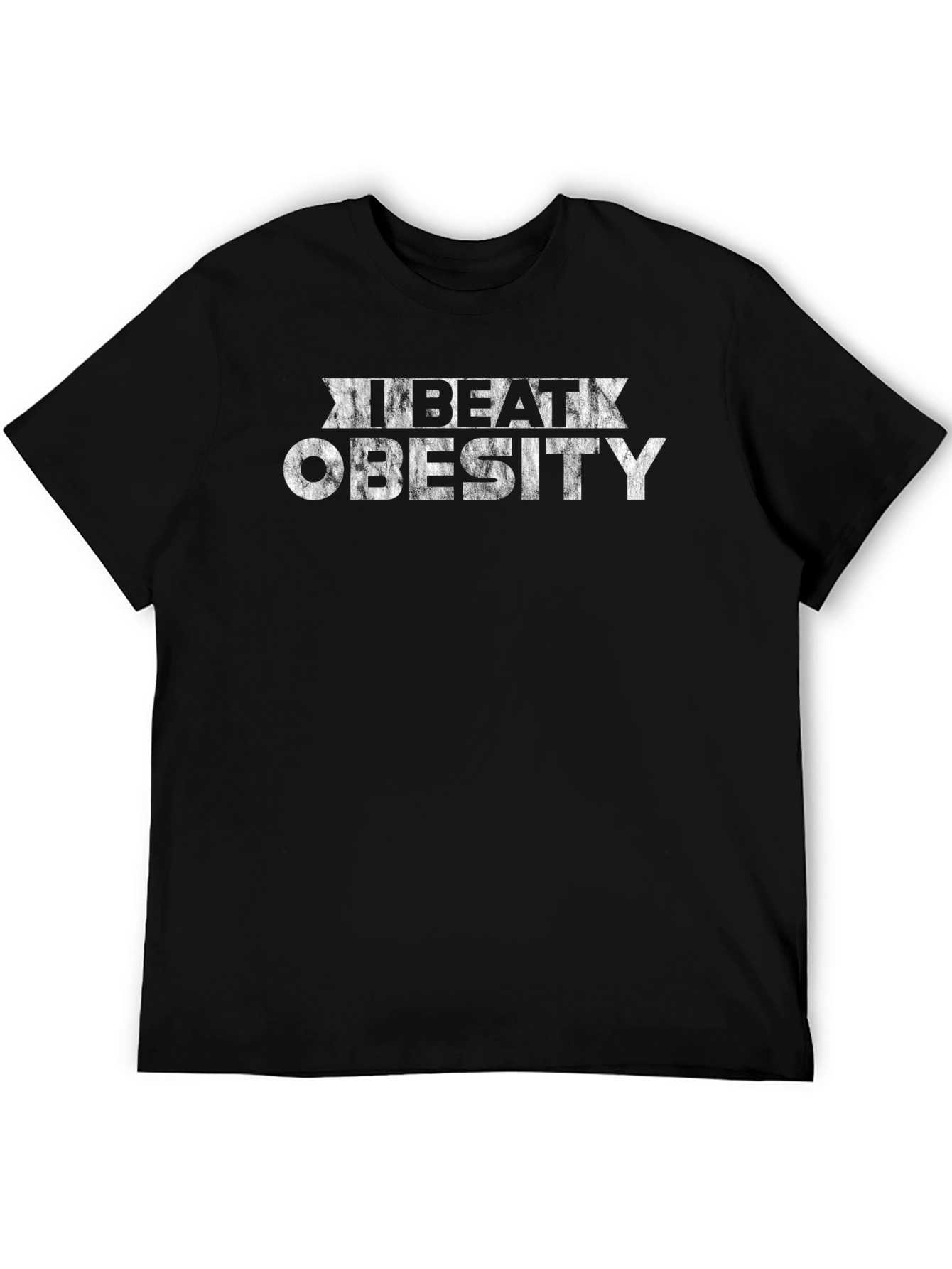 I Beat Obesity Graphic T-Shirt - Black