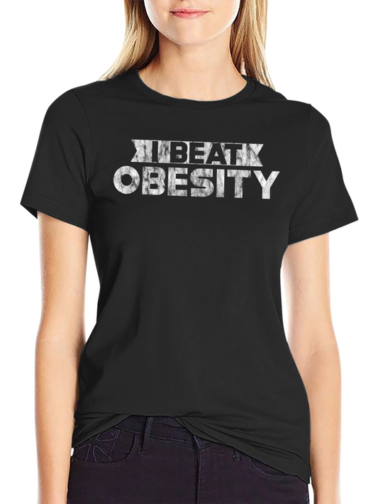 I Beat Obesity Graphic T-Shirt - Black