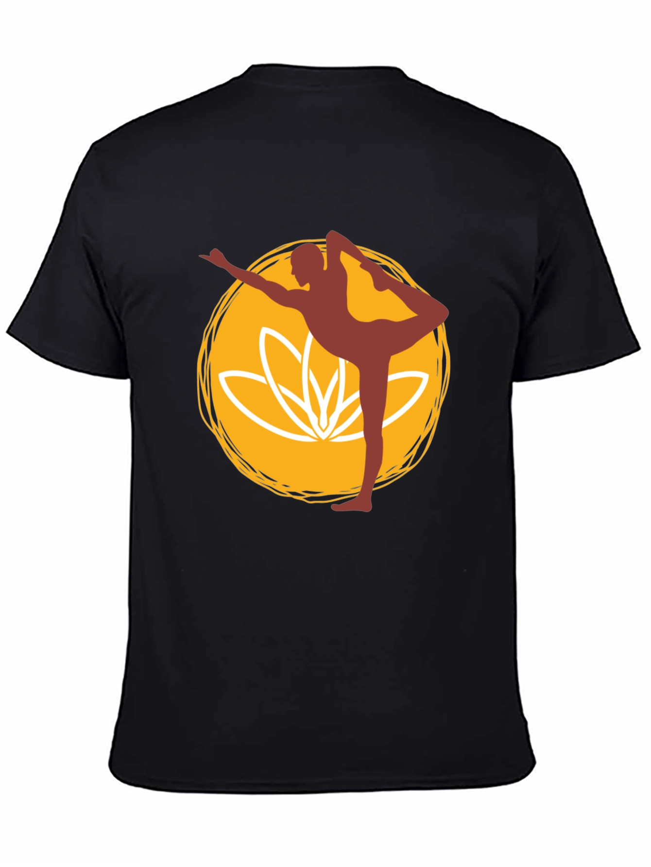 Yoga Pose Graphic Tee - Black Cotton Blend T-Shirt