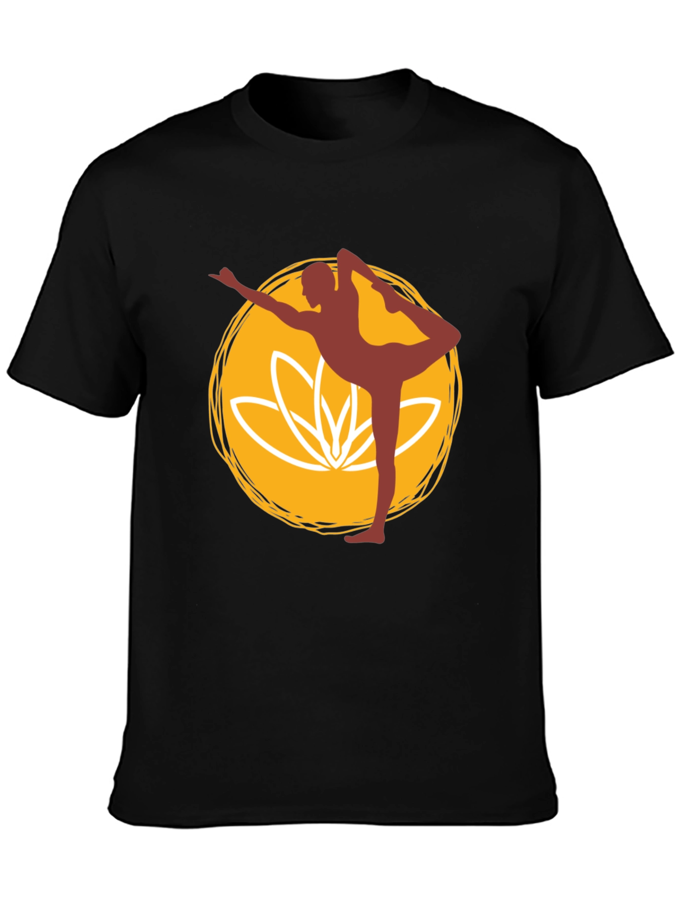 Yoga Pose Graphic Tee - Black Cotton Blend T-Shirt
