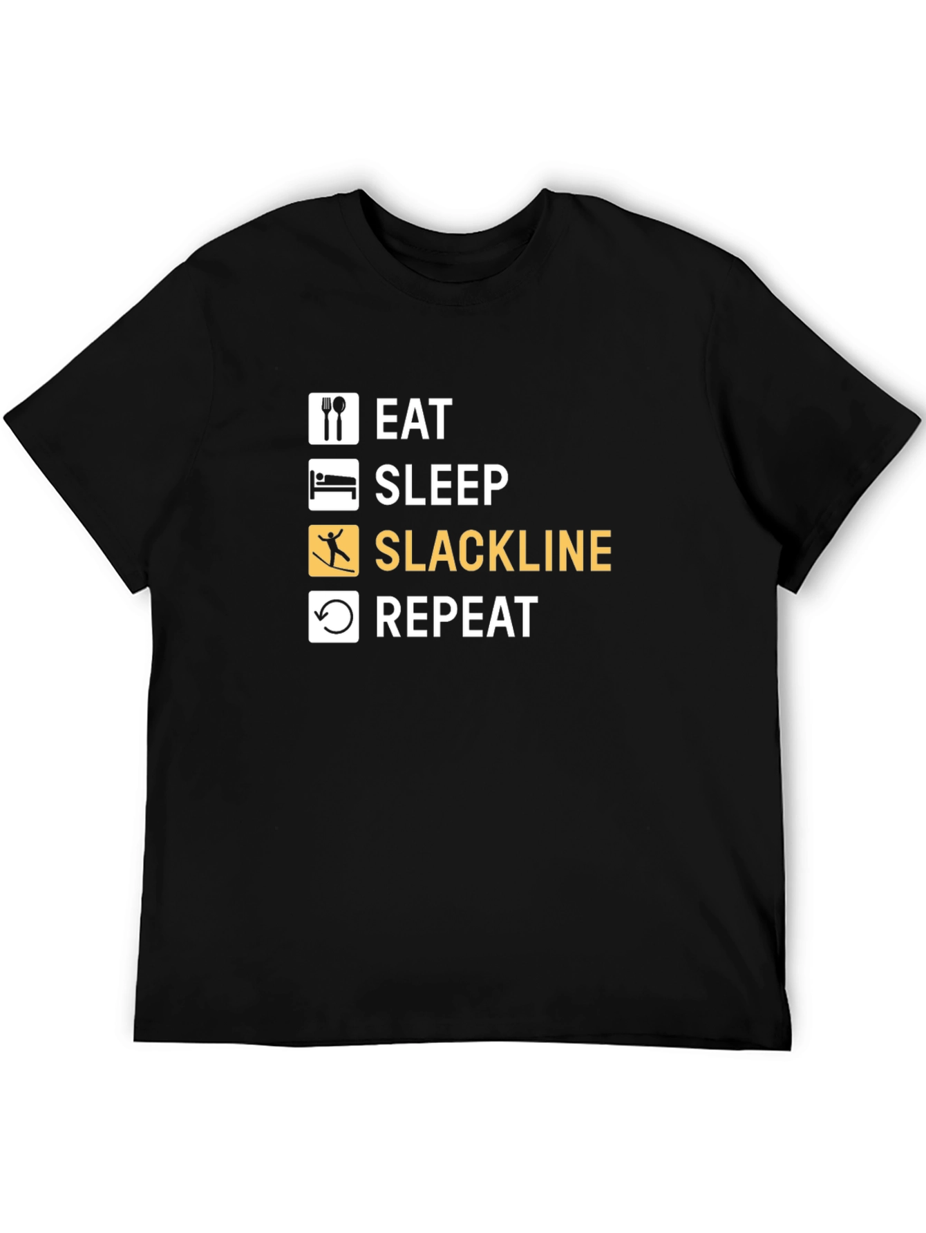 Eat Sleep Slackline Repeat T-Shirt - Black