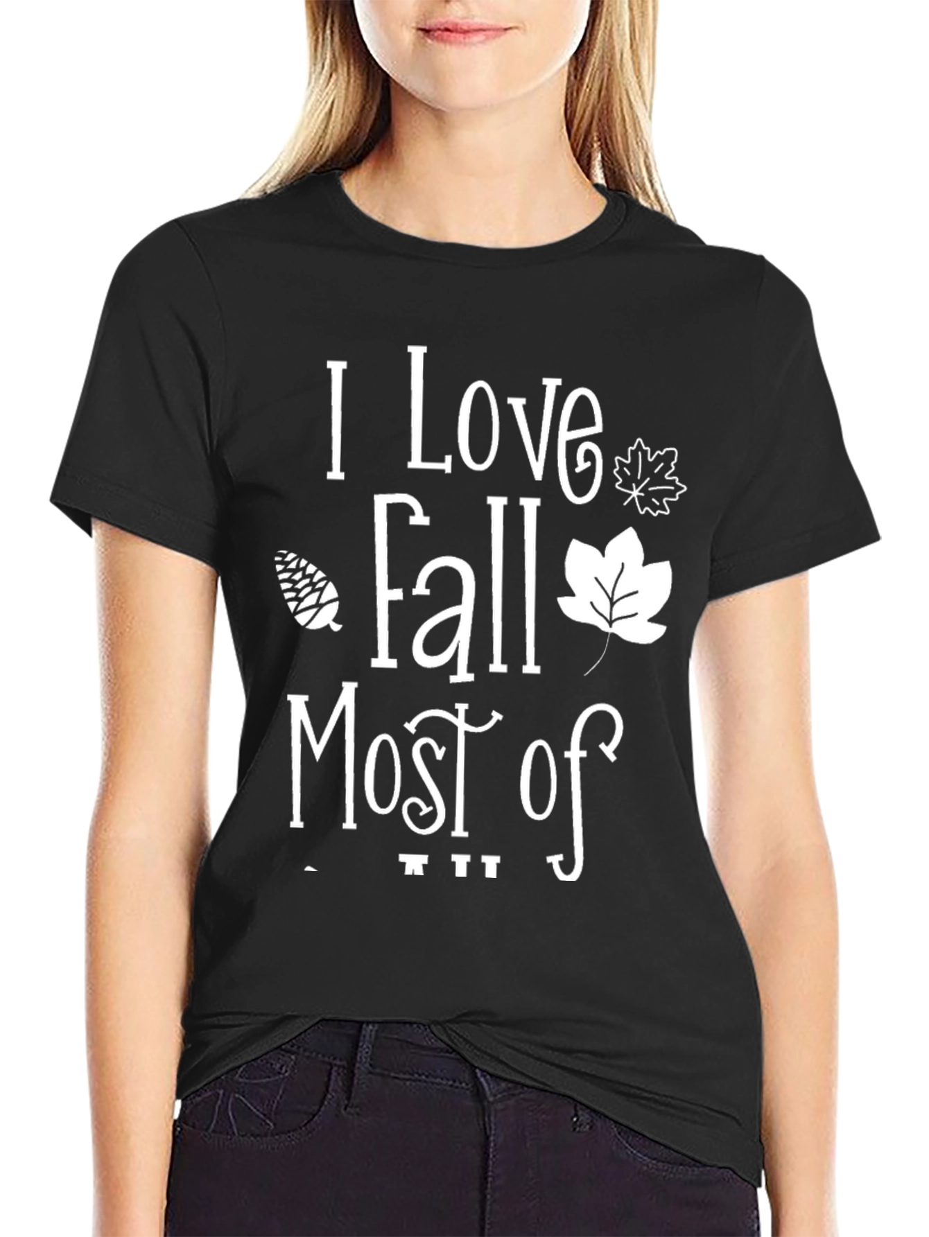 I Love Fall Most Of All Black Graphic Tee