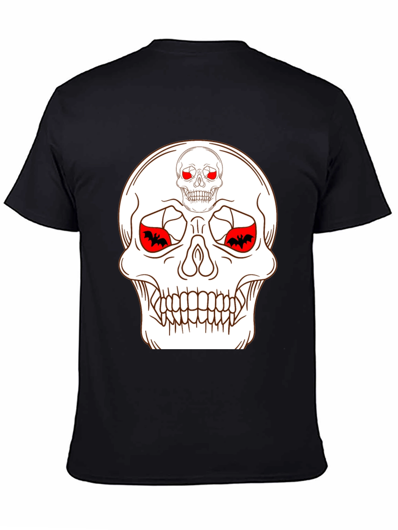 Skull & Bats Graphic Tee - Black Halloween Shirt