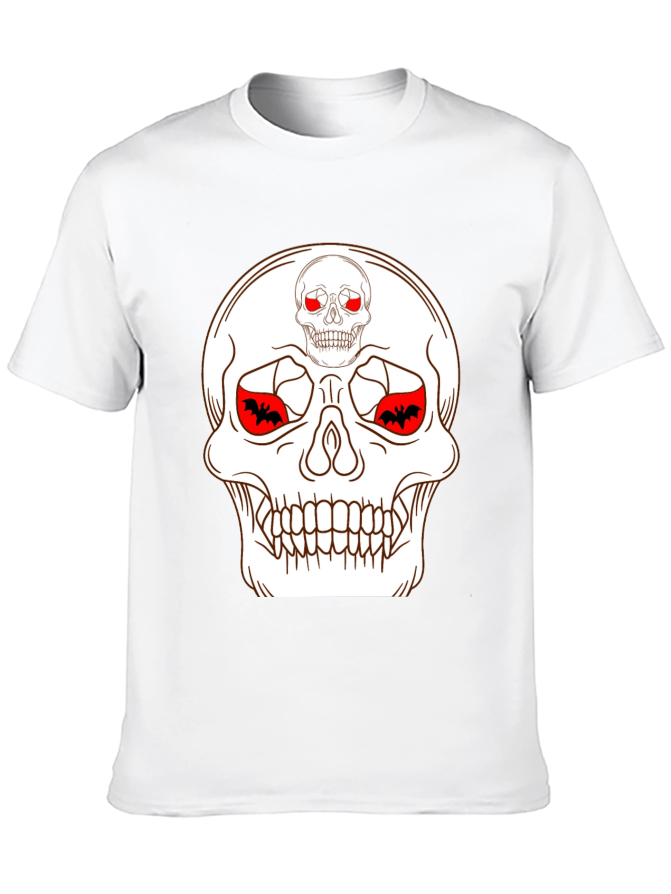 Skull & Bats Graphic Tee - Black Halloween Shirt